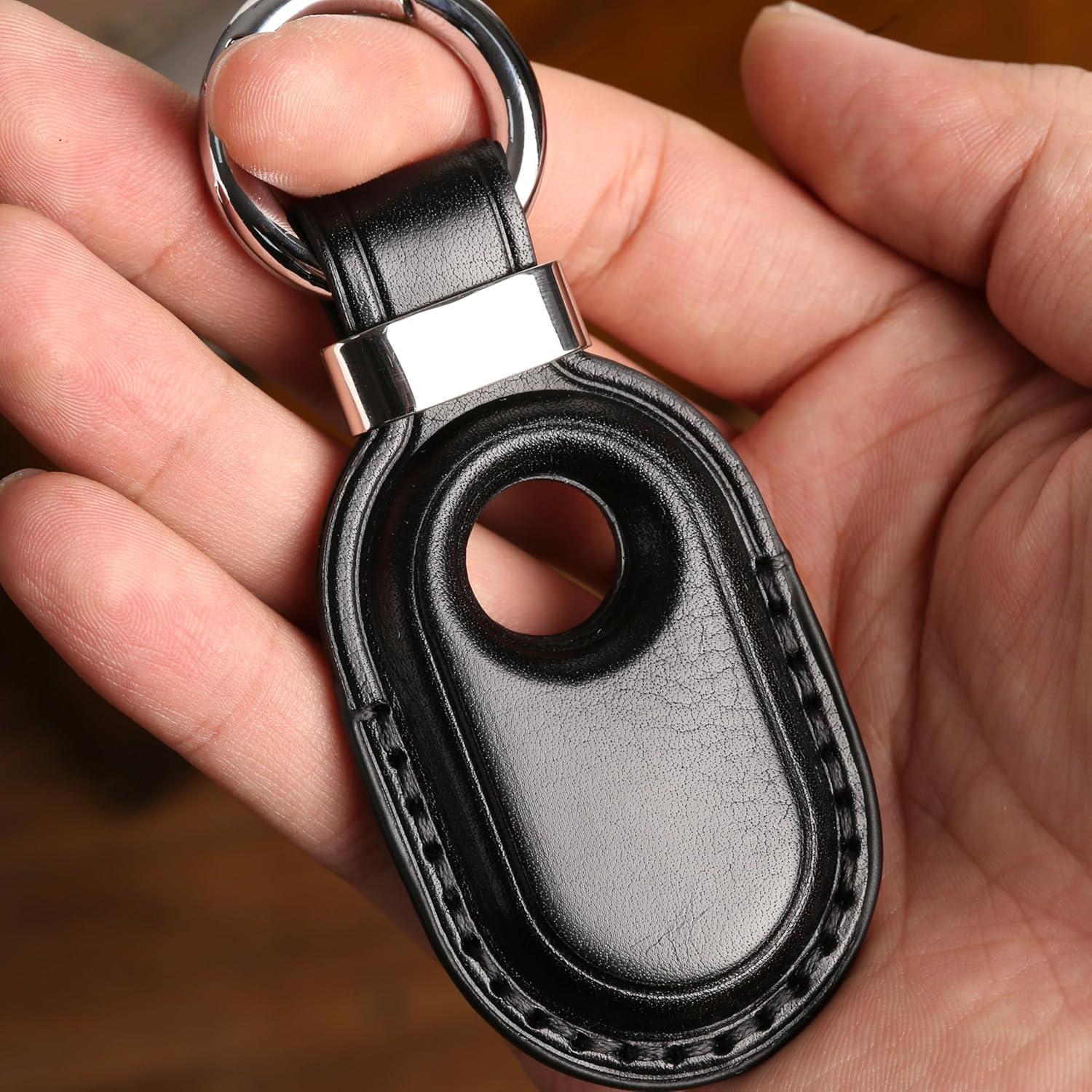 Funda de Cuero Genuino LQU para Samsung Galaxy SmartTag2 - Negro