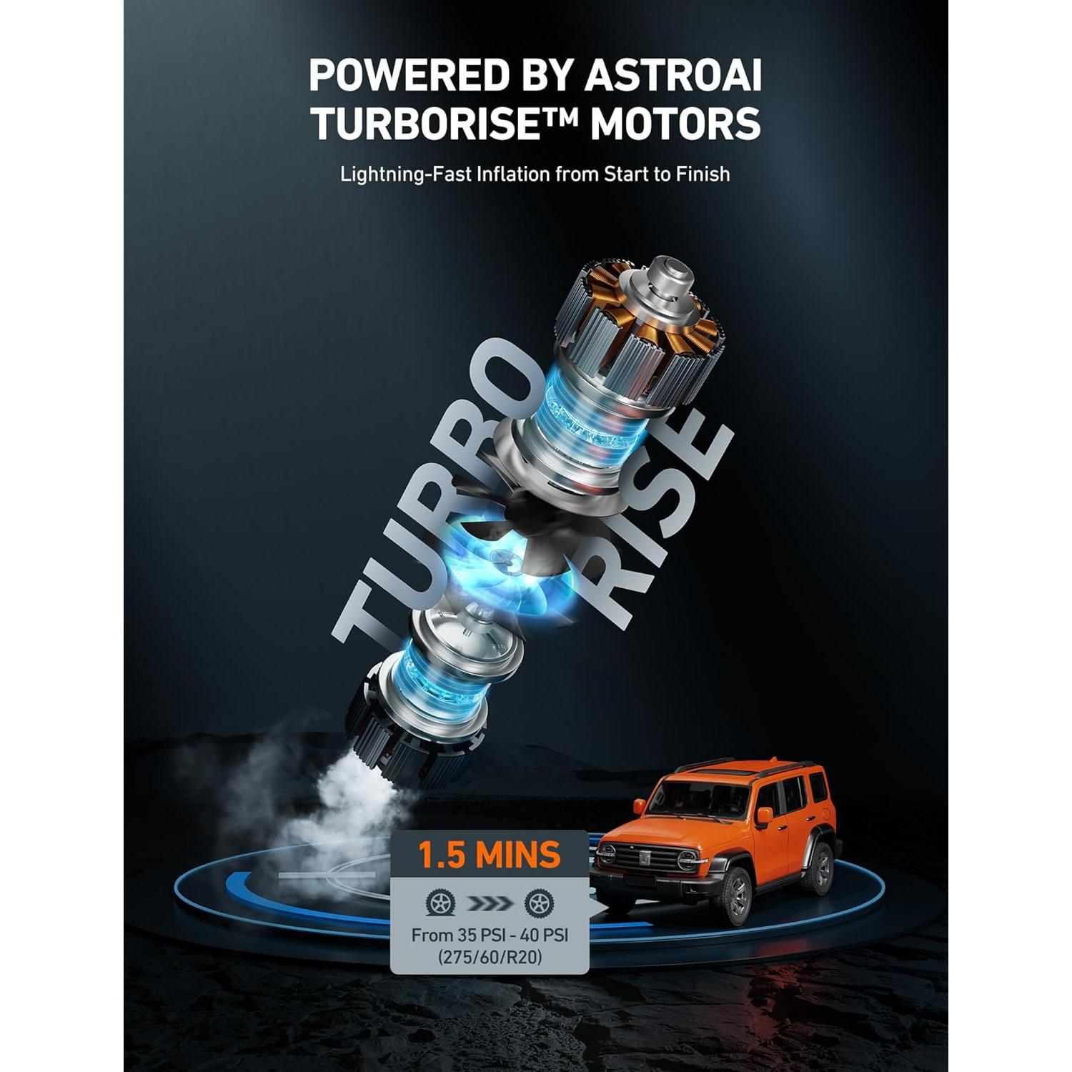 Compresor de Aire AstroAI 160 PSI 12V Portátil Amarillo