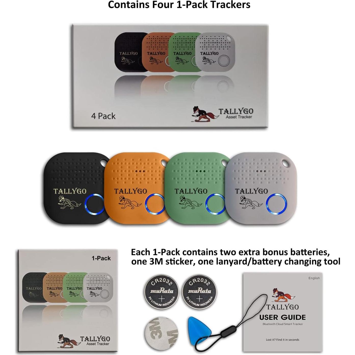 Localizador Bluetooth TallyGo TG_Tracker 4-Pack Multi-Color