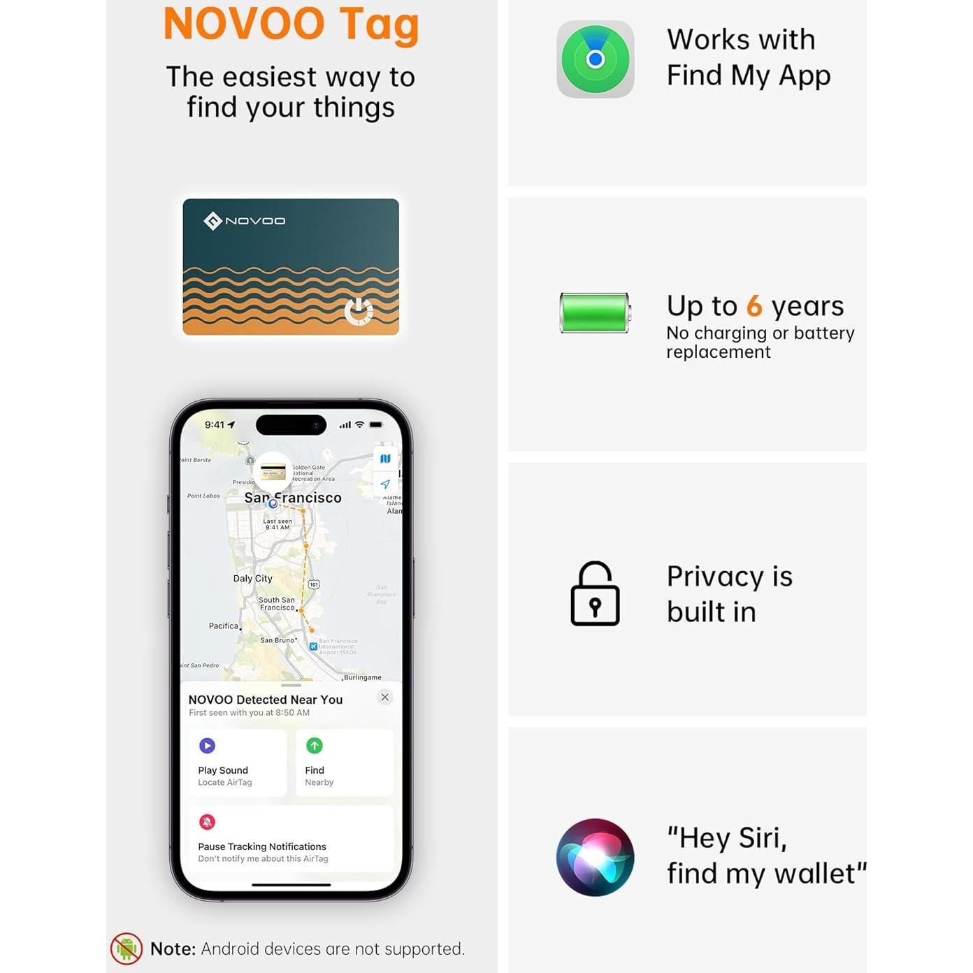 Localizador Bluetooth NOVOO NFC2-207C - Tarjeta de Rastreo 1.6mm