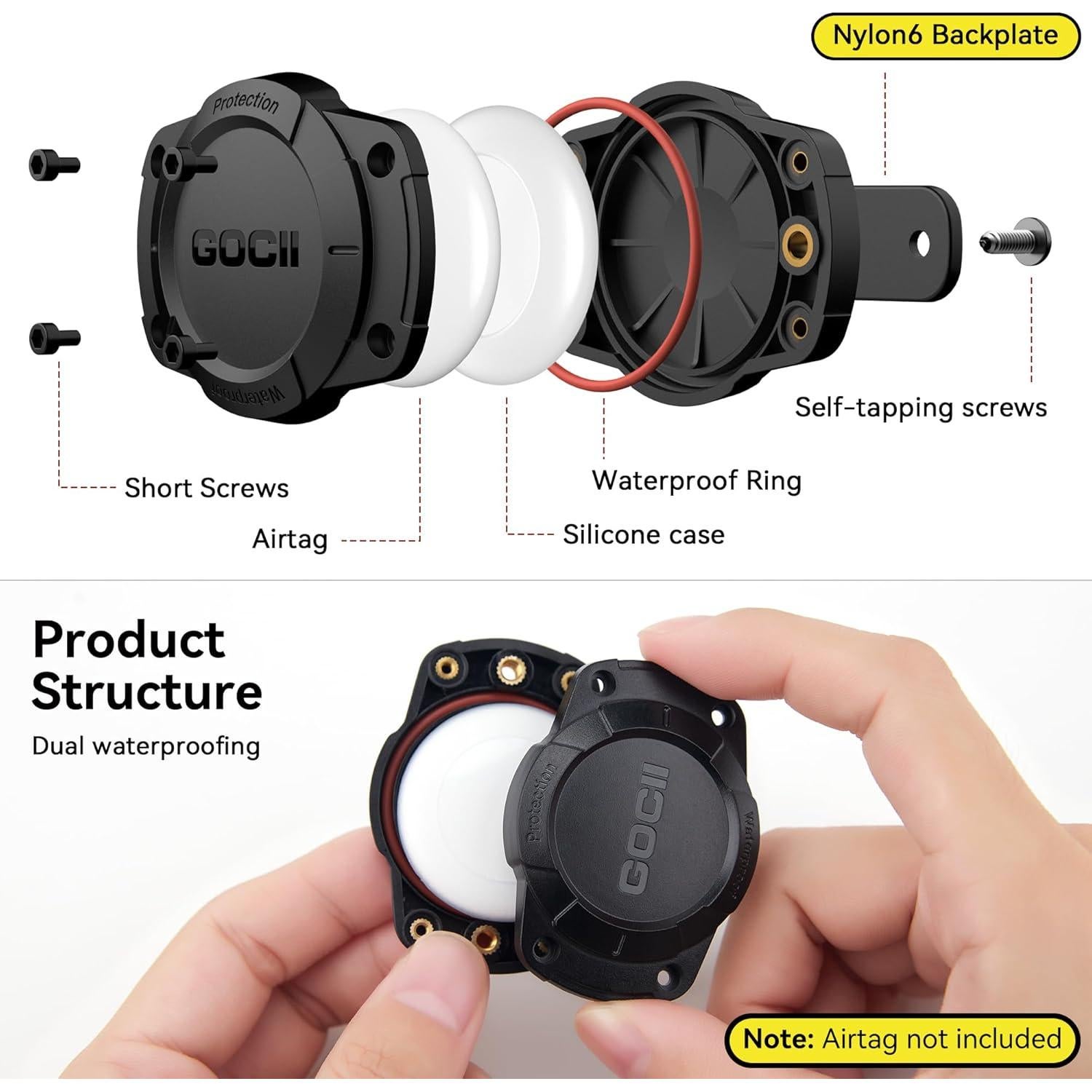 Soporte para Collar de Perro GOCII Airtag Impermeable 2 Pack