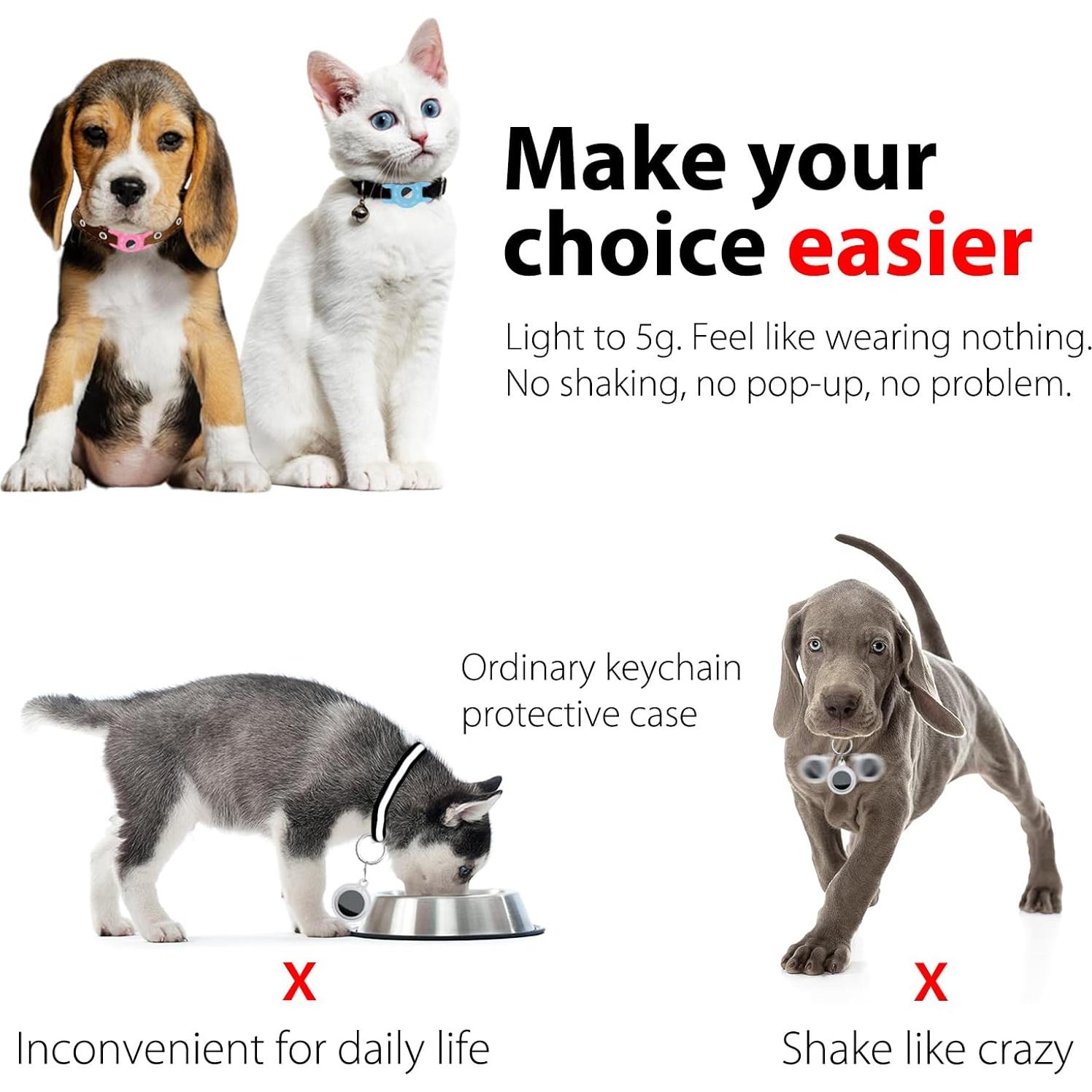 Soporte para collar de gato AirTag Fretime 3 unidades Silicona