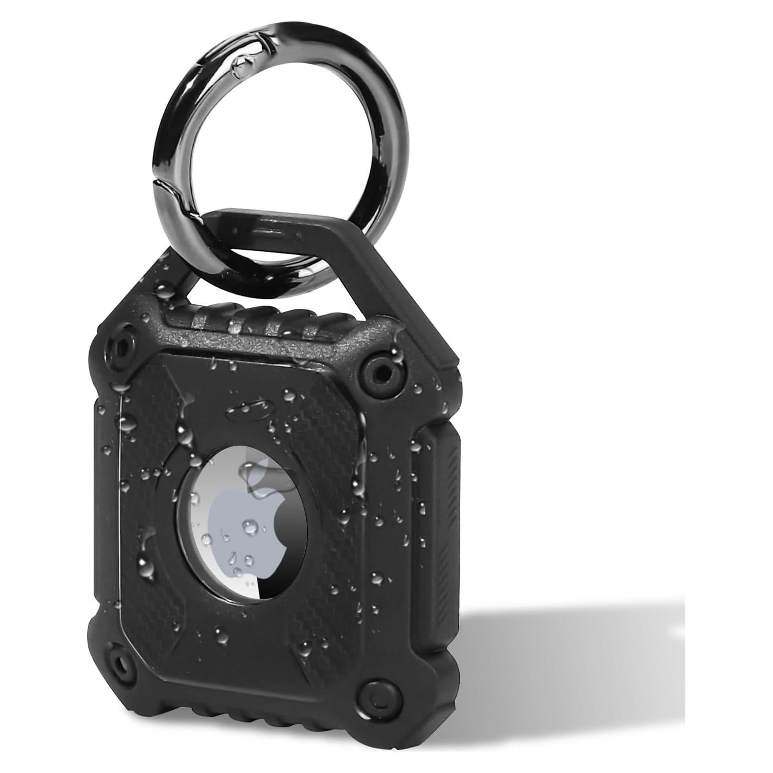 Waterproof Airtag Holder Keychain Case, Military Grade Superhard Material Fully enclosed Screw Closure + Waterproof Rubber Ring, Compatible with Apple Air Tag for Keys Kids Backpack Luggage Dog Collar
