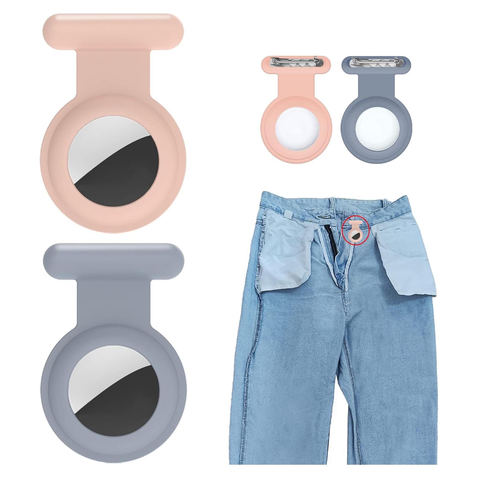 Paquete de 2 fundas de silicona para AirTag Apple - Rosa y Gris