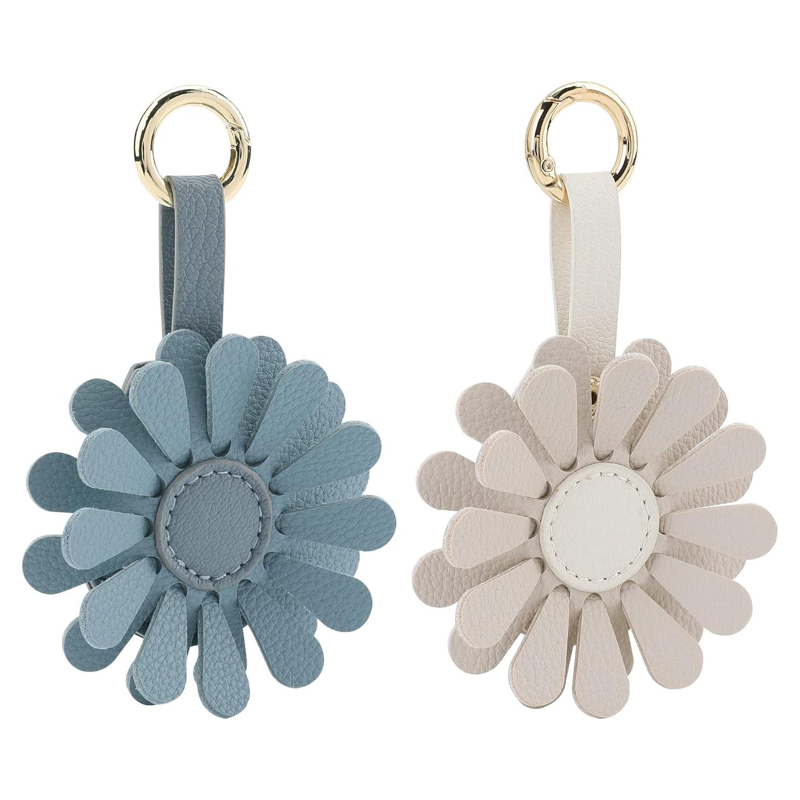 Funda de AirTag de Cuero PU Floral Apple - 2 Piezas