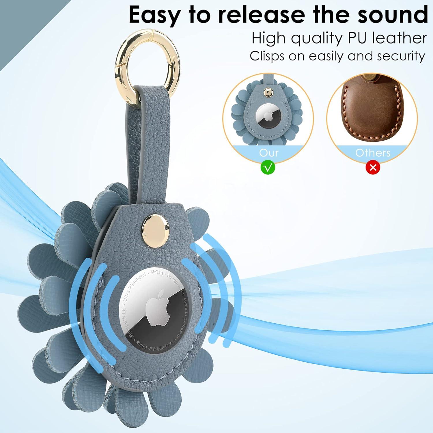 Funda de AirTag de Cuero PU Floral Apple - 2 Piezas