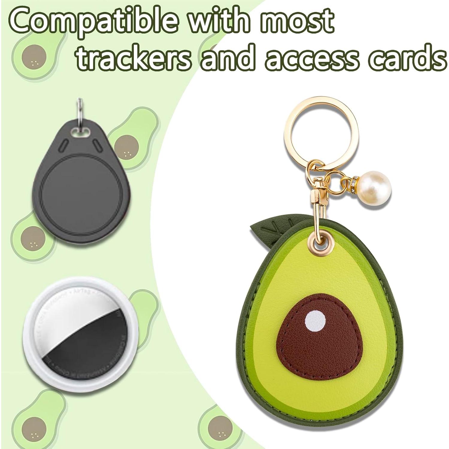 Llavero de cuero aguacate para mujeres con funda AirTag