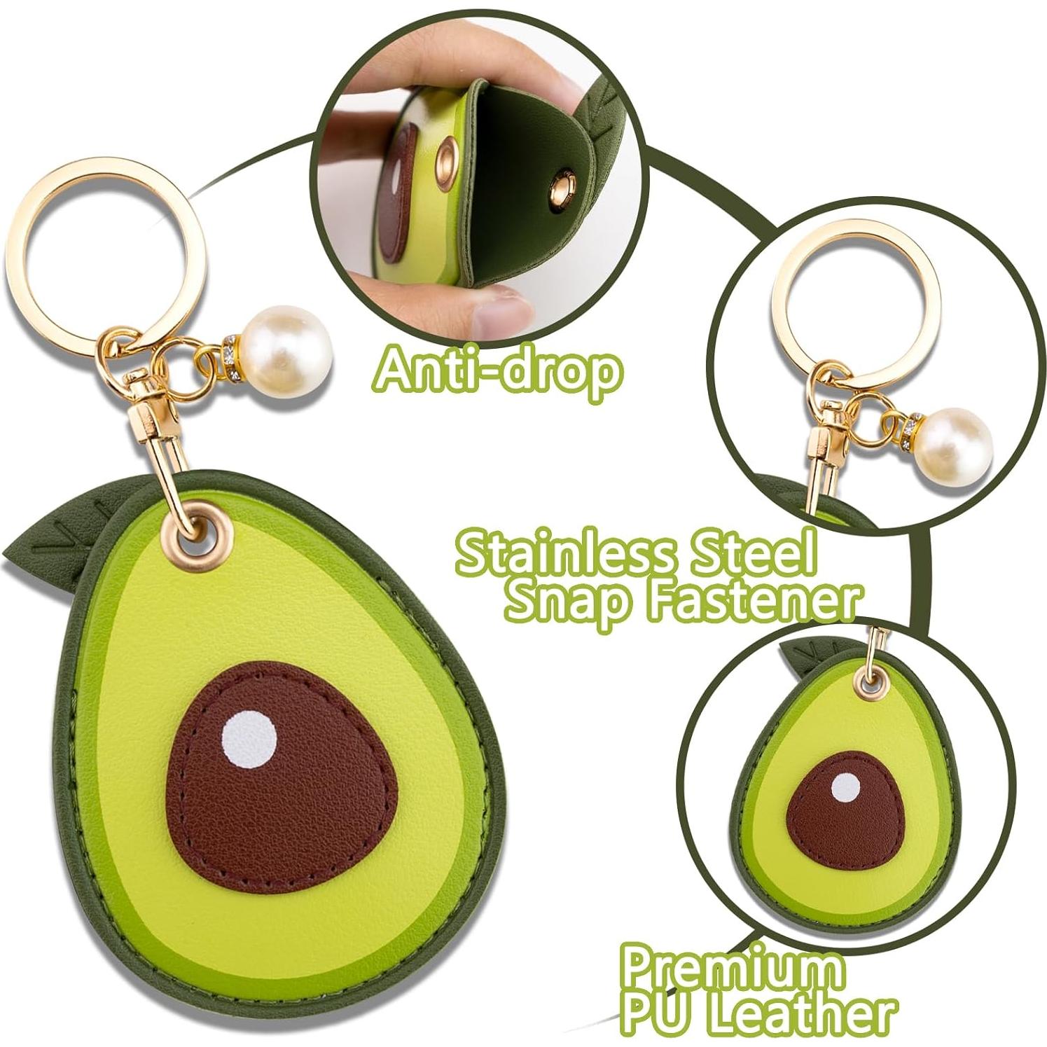 Llavero de cuero aguacate para mujeres con funda AirTag