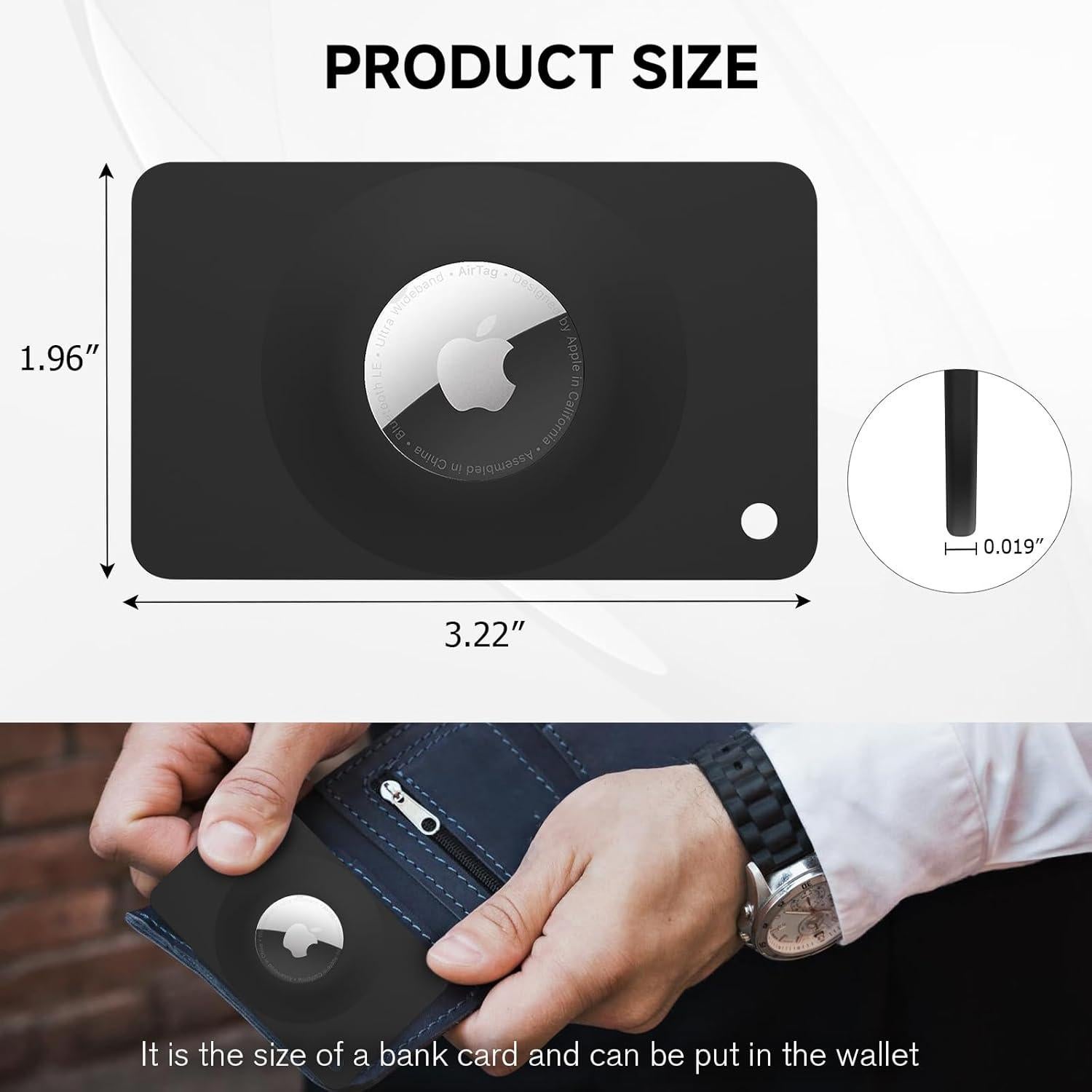 Soporte de Tarjeta Slim QYQa para Airtag - Negro y Blanco