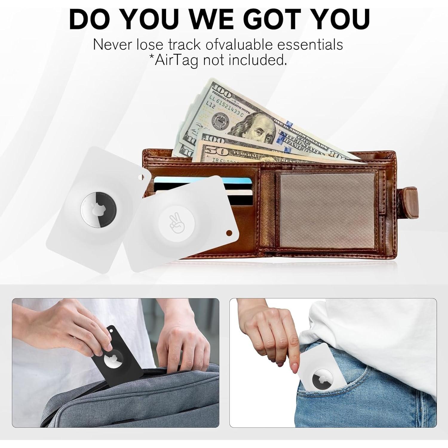 Soporte de Tarjeta Slim QYQa para Airtag - Negro y Blanco