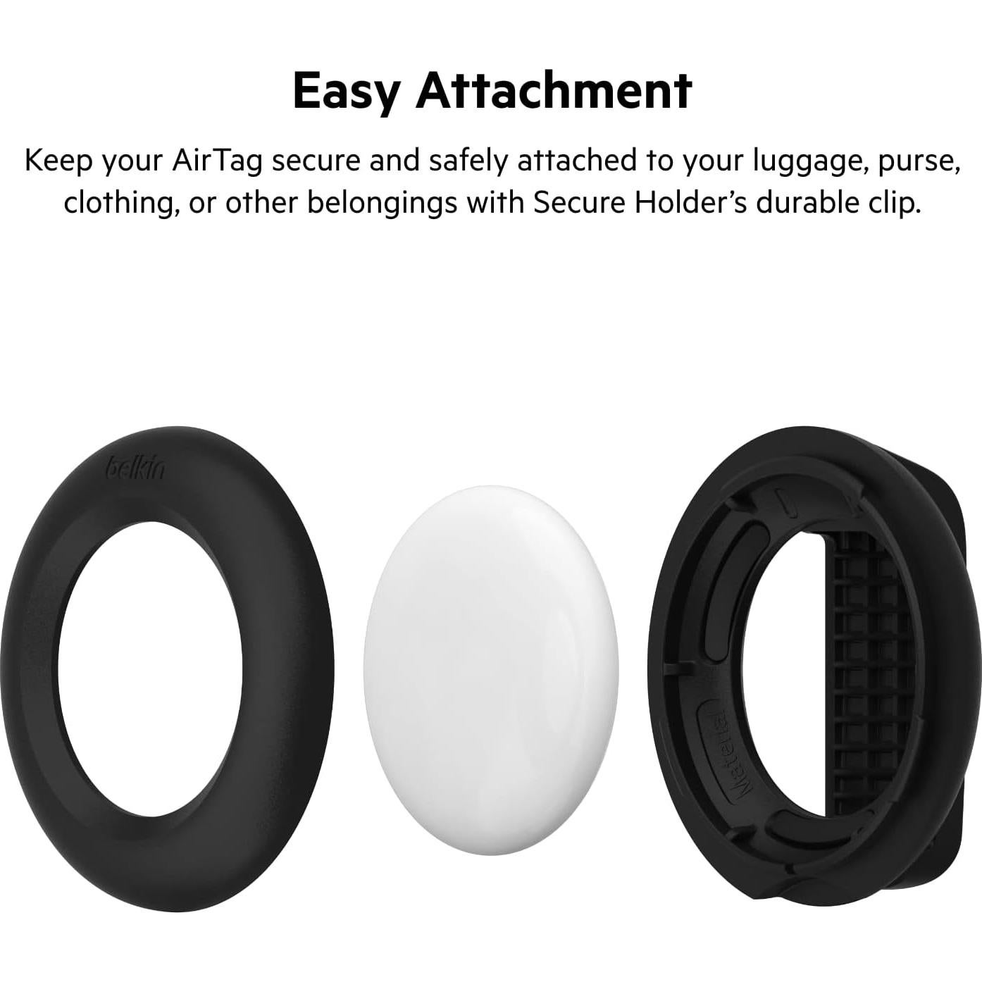 Funda Segura Belkin para Apple AirTag con Clip Negro