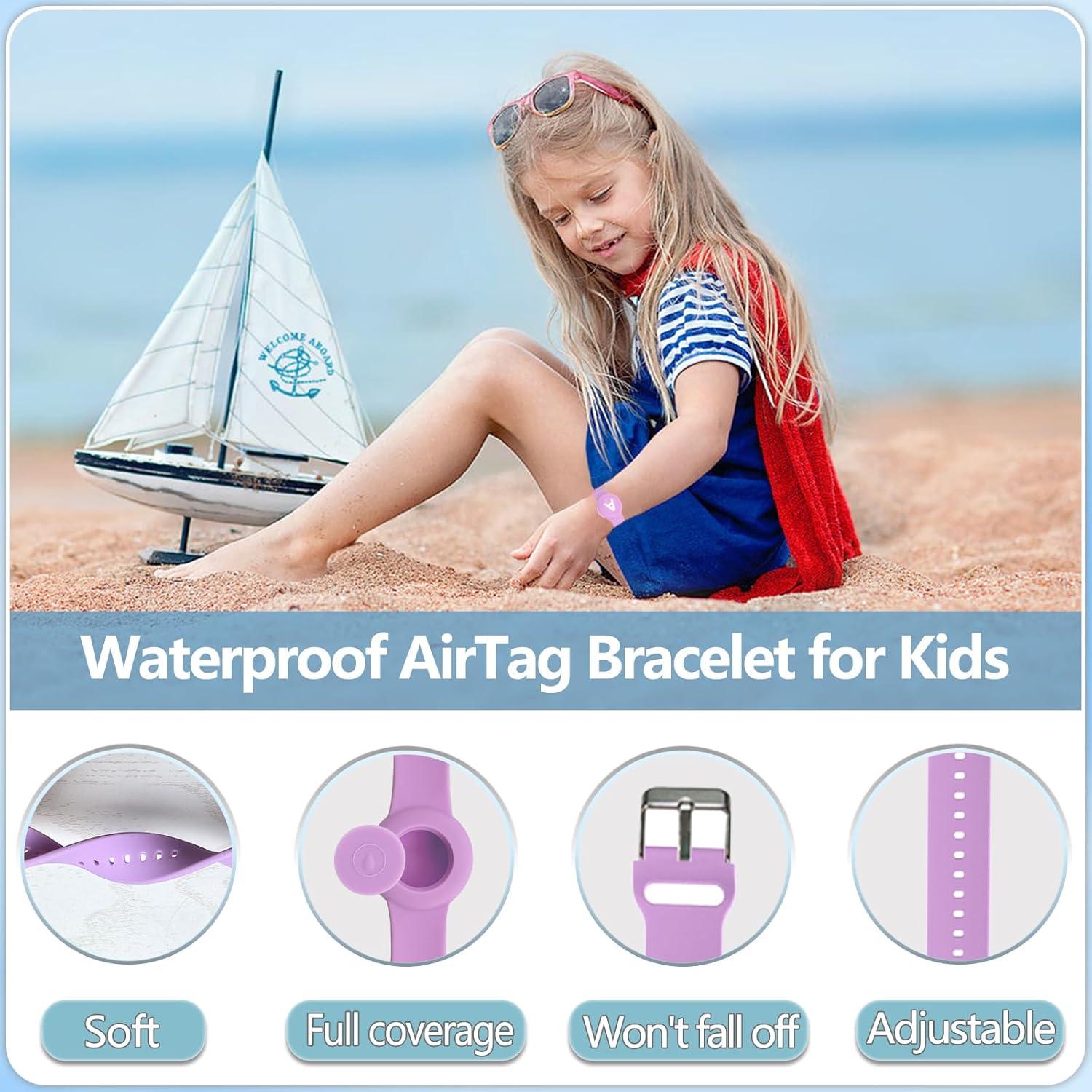 Pulsera AirTag Impermeable Tyanuzz para Niños Púrpura