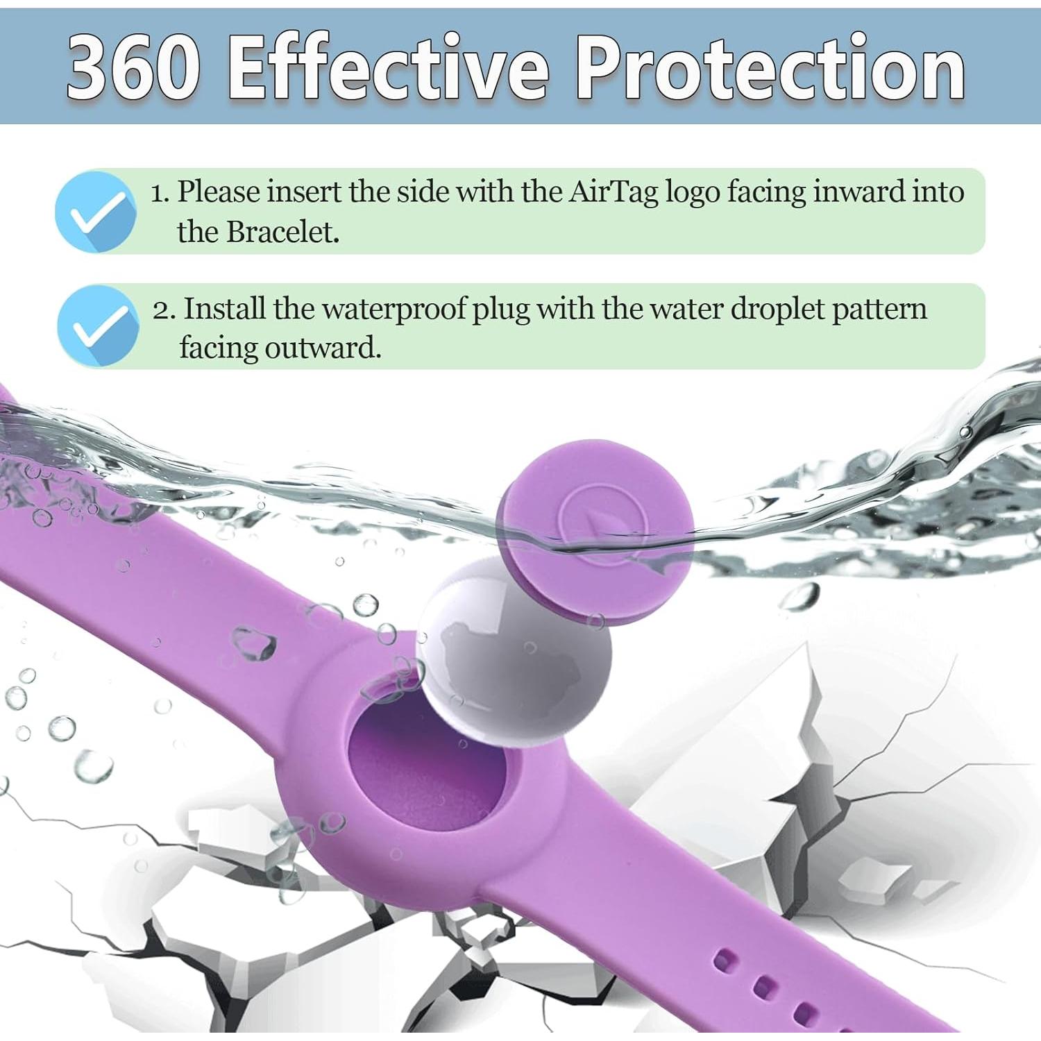 Pulsera AirTag Impermeable Tyanuzz para Niños Púrpura