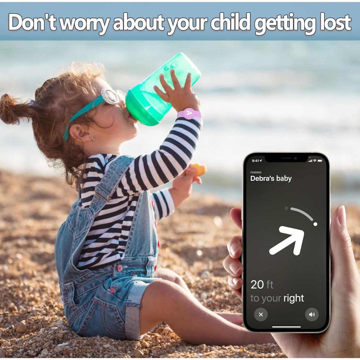 Pulsera AirTag Impermeable Tyanuzz para Niños Púrpura