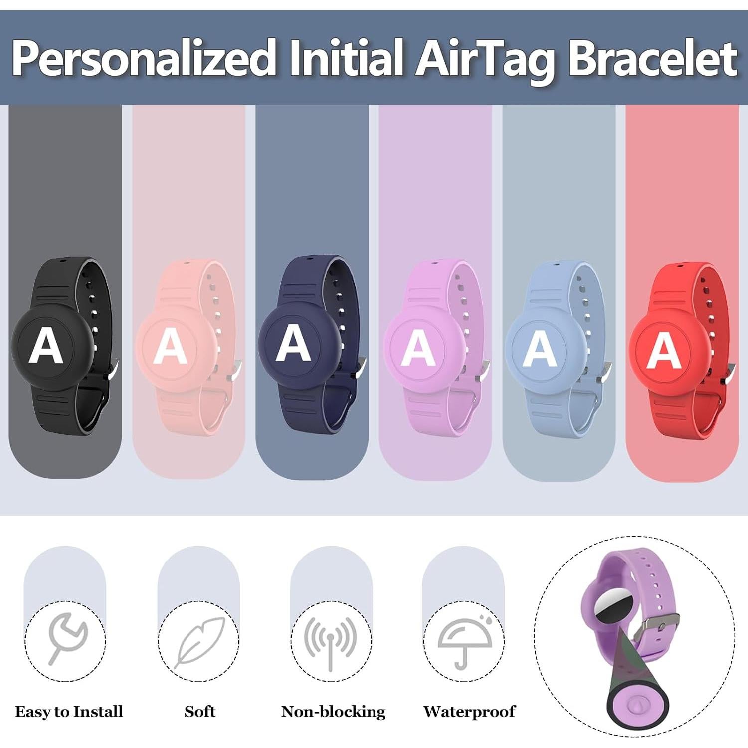 Pulsera AirTag Impermeable Tyanuzz para Niños Púrpura