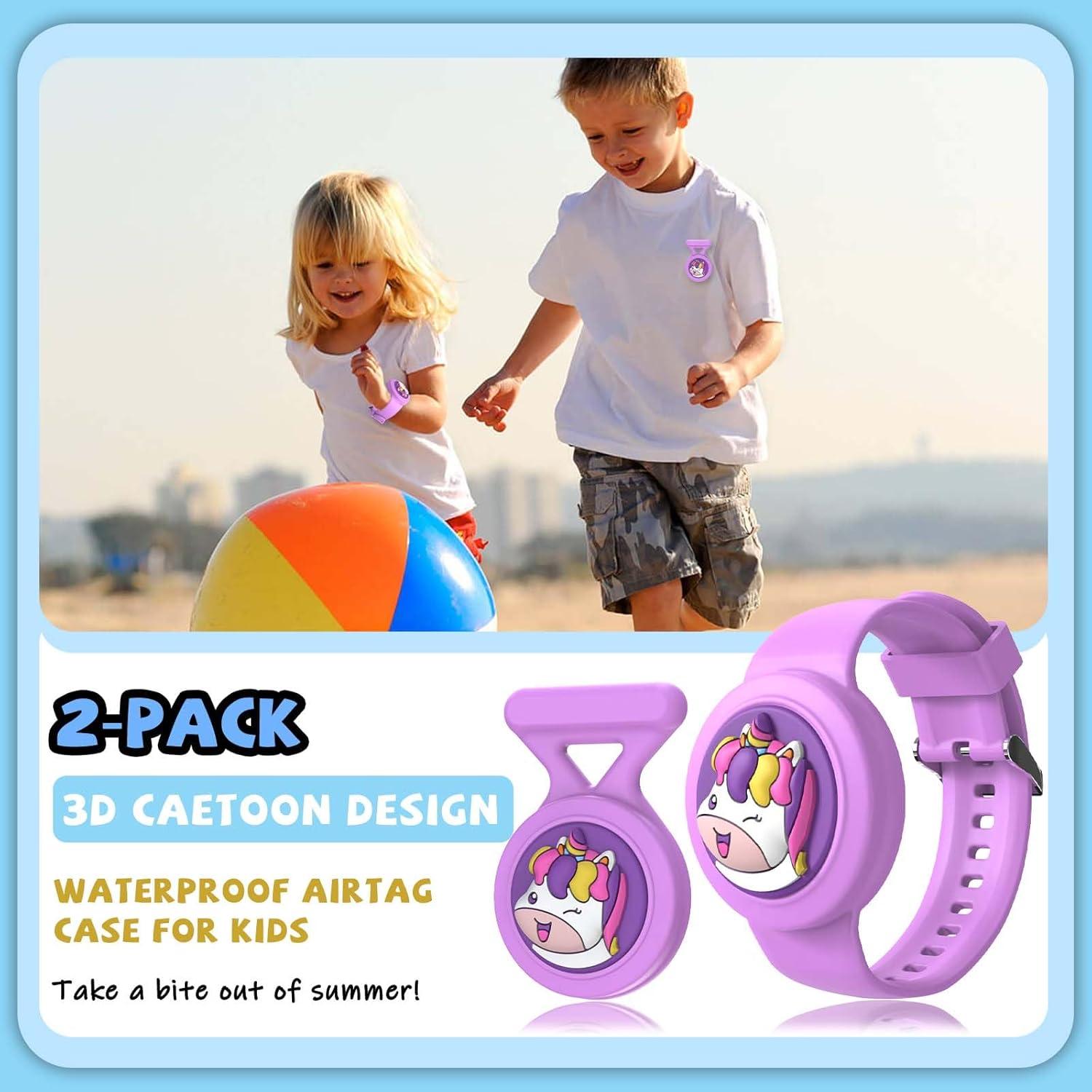 Funda y Pulsera AirTag BIQIRE 2 en 1 Niños Púrpura Unicornio