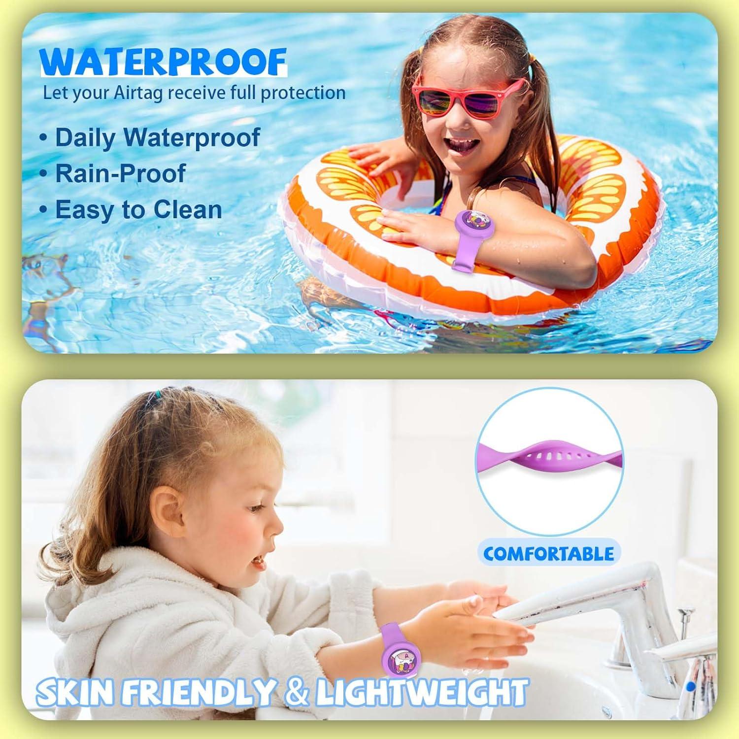 Funda y Pulsera AirTag BIQIRE 2 en 1 Niños Púrpura Unicornio