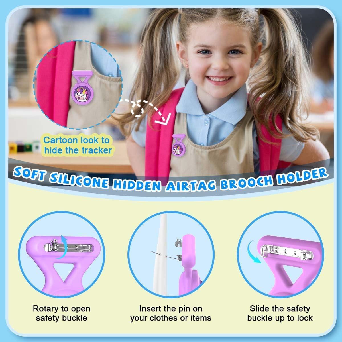Funda y Pulsera AirTag BIQIRE 2 en 1 Niños Púrpura Unicornio