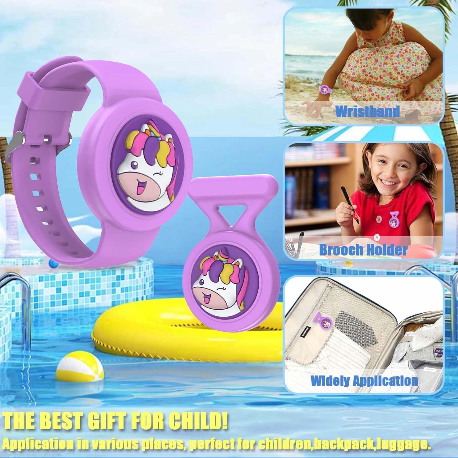 Funda y Pulsera AirTag BIQIRE 2 en 1 Niños Púrpura Unicornio