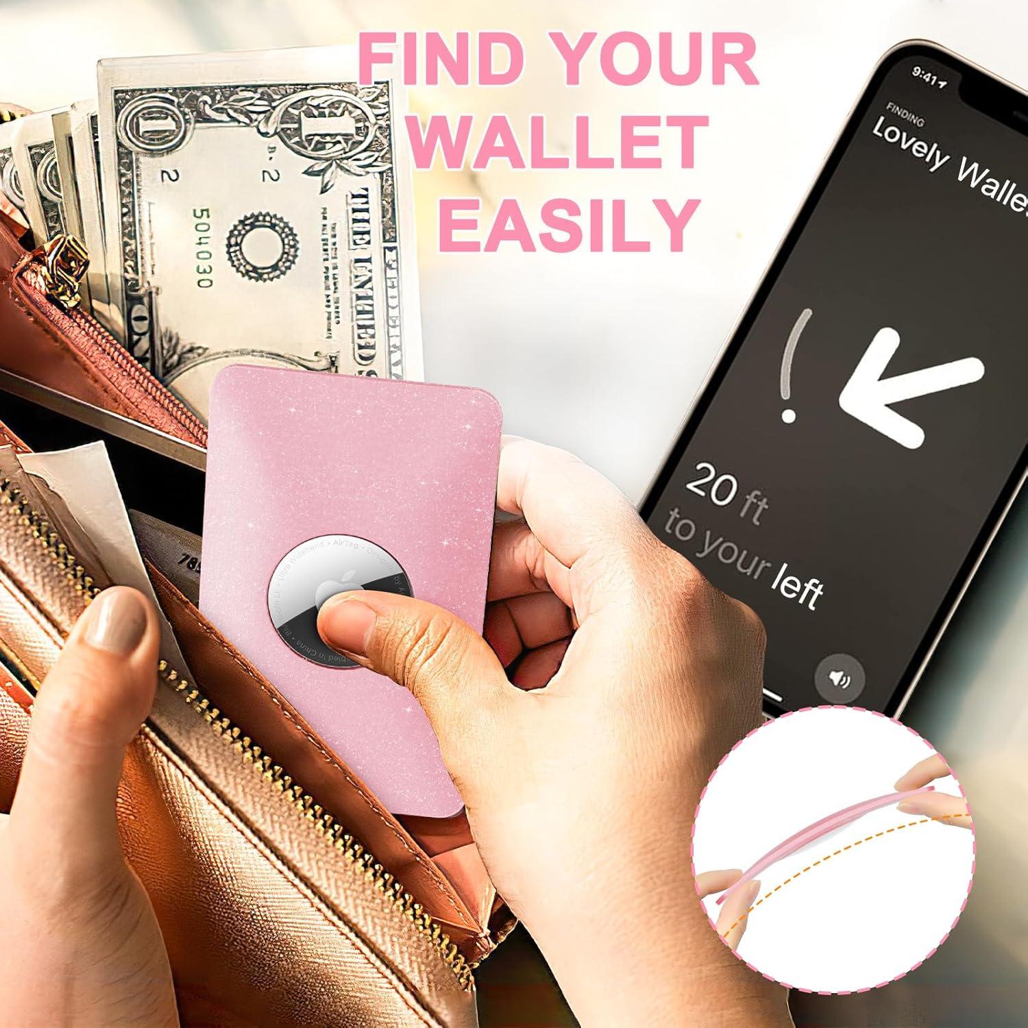 Soporte de Cartera para AirTag PSRAT Rosa Ultra Delgado