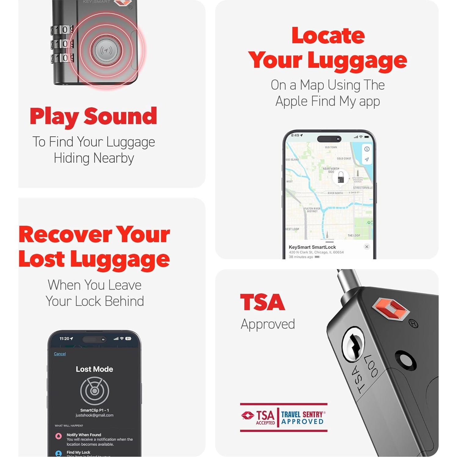 Candado Inteligente KeySmart TSA Bluetooth Resistente al Agua