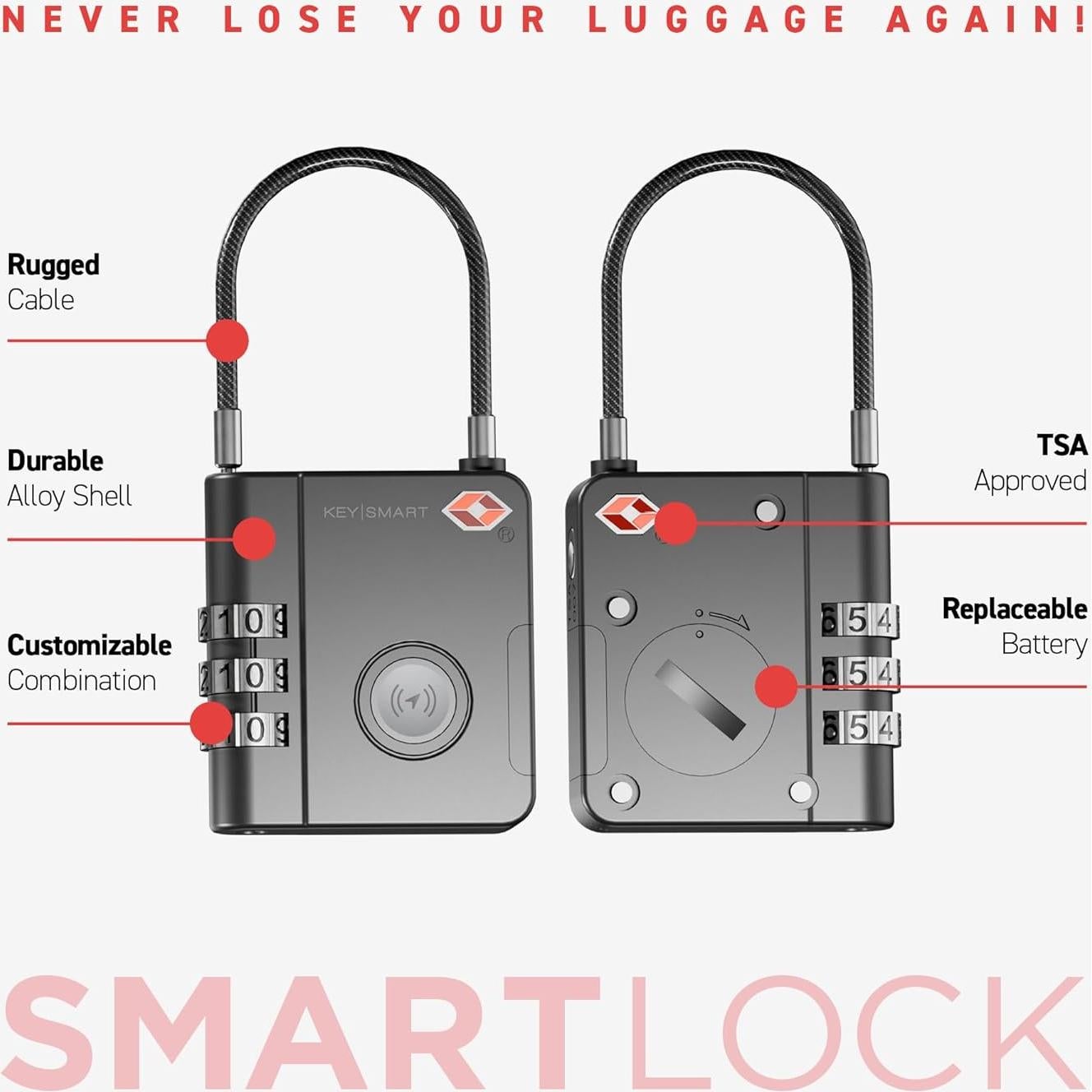 Candado Inteligente KeySmart TSA Bluetooth Resistente al Agua