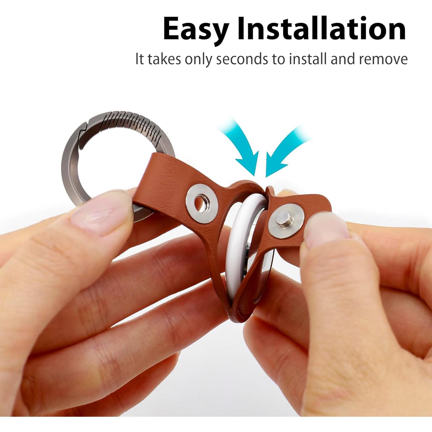 Soporte de cuero genuino GINKOUHA para Apple AirTag - Marrón