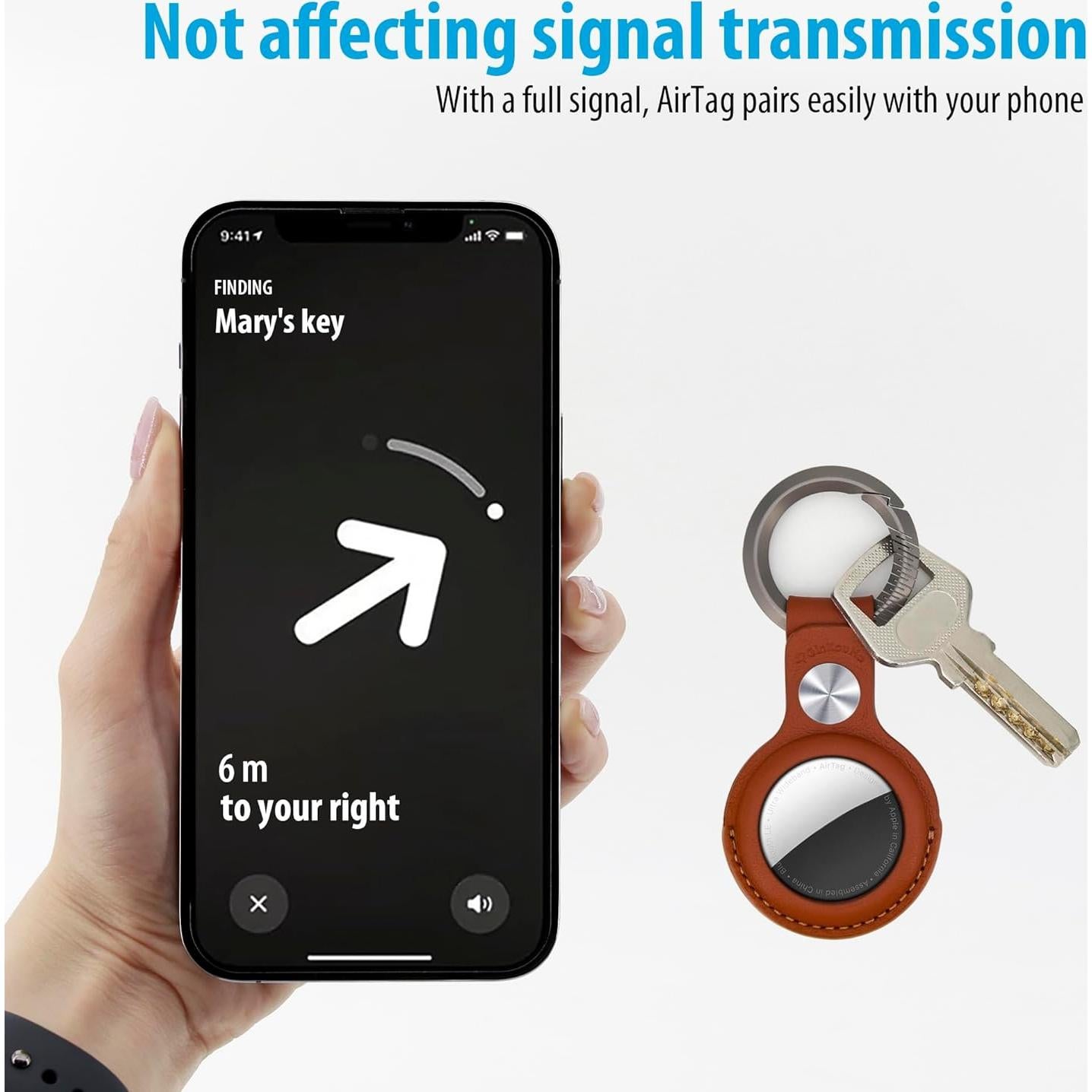 Soporte de cuero genuino GINKOUHA para Apple AirTag - Marrón