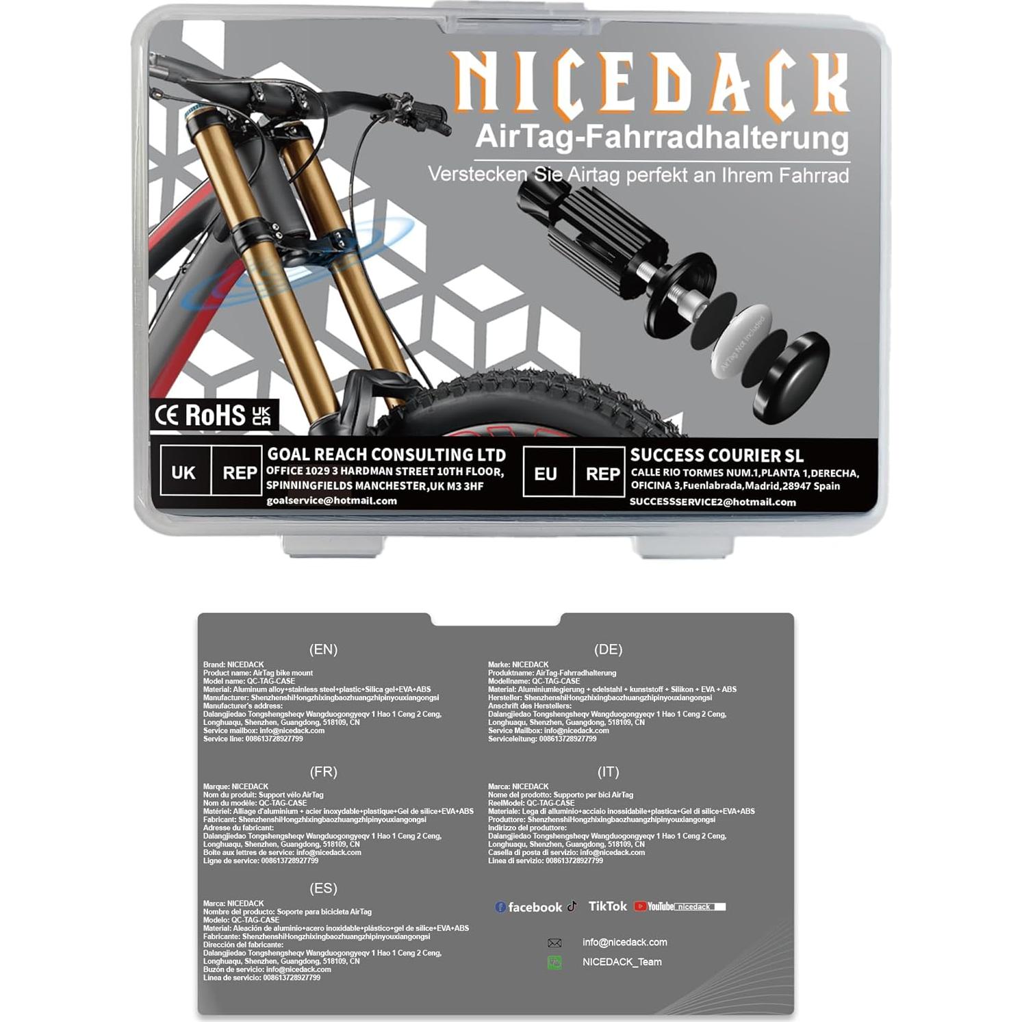 Soporte oculto para Airtag NICEDACK para bicicleta montaña