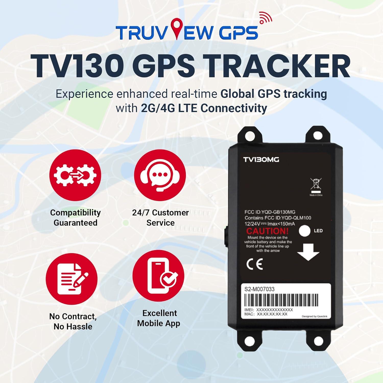 Rastreador GPS Truview TV130 4G para Vehículos - Sin Contratos