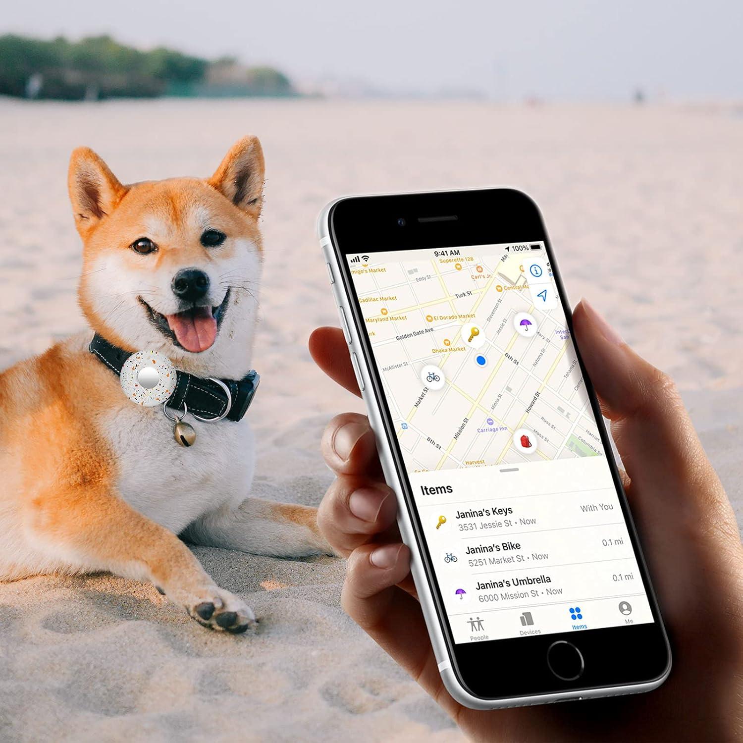 Soporte para Airtag Cibaabo Collar Perro Silicona 2 Unidades