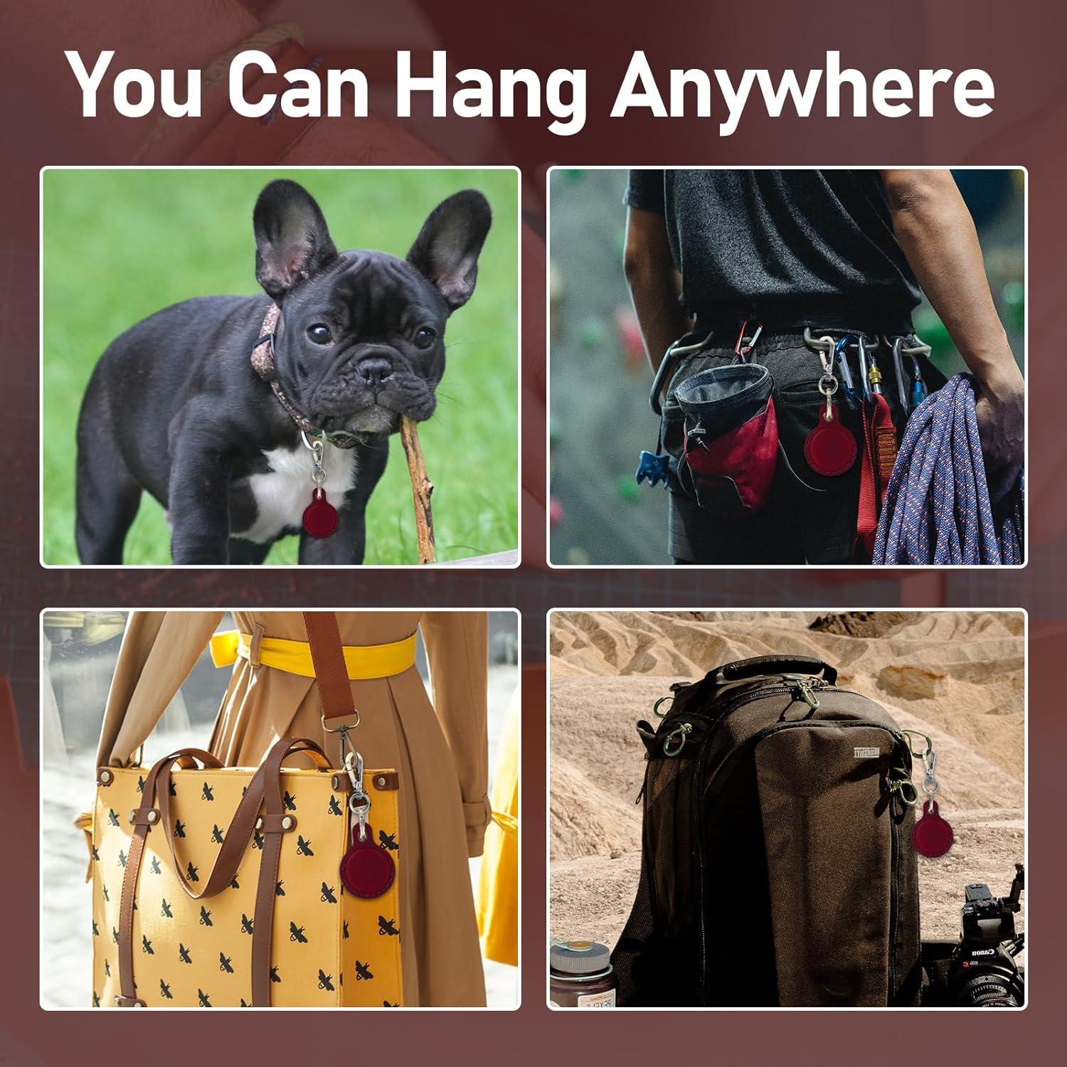 Funda de Cuero Genuino para AirTag MAILADA Rojo Vino