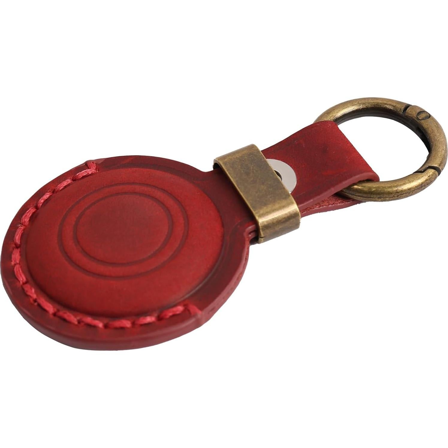 Funda de Cuero Genuino para AirTag MAILADA Rojo Vino