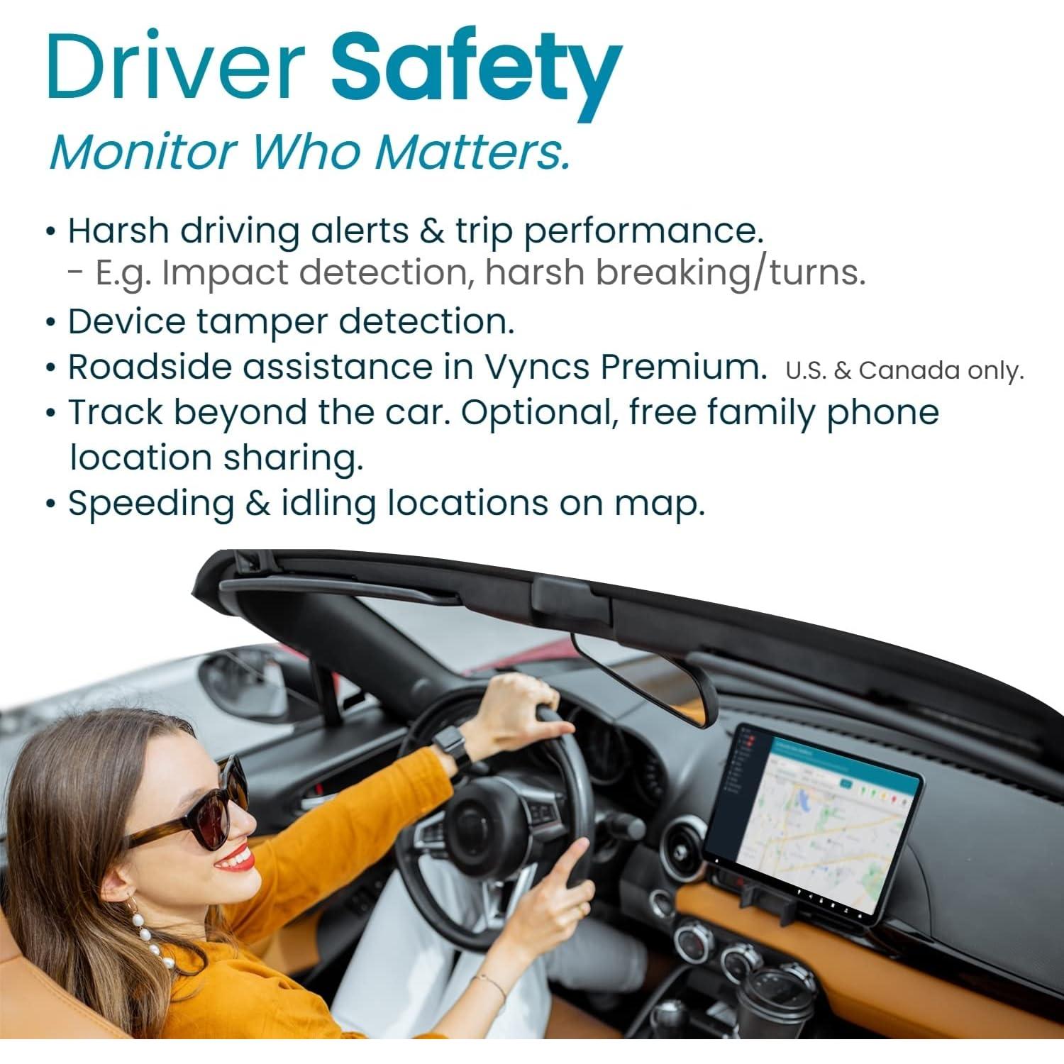 Rastreador GPS Vyncs 4G LTE Sin Cuota Mensual OBD-II