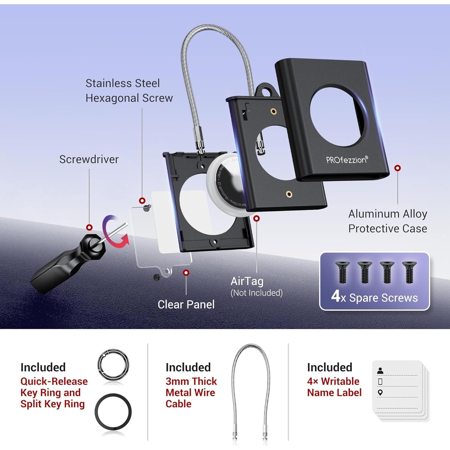 Soporte de Metal PROfezzion para AirTag - Funda Dura Gris