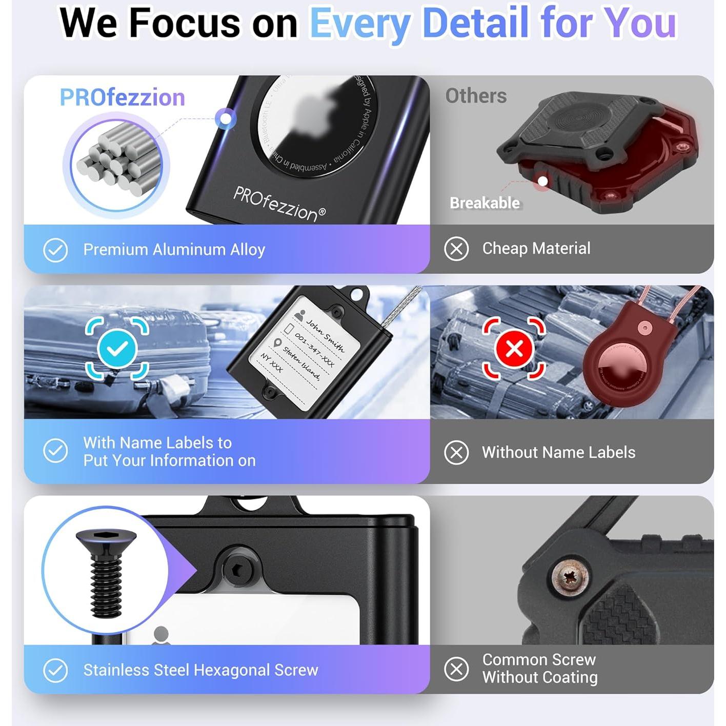 Soporte de Metal PROfezzion para AirTag - Funda Dura Gris