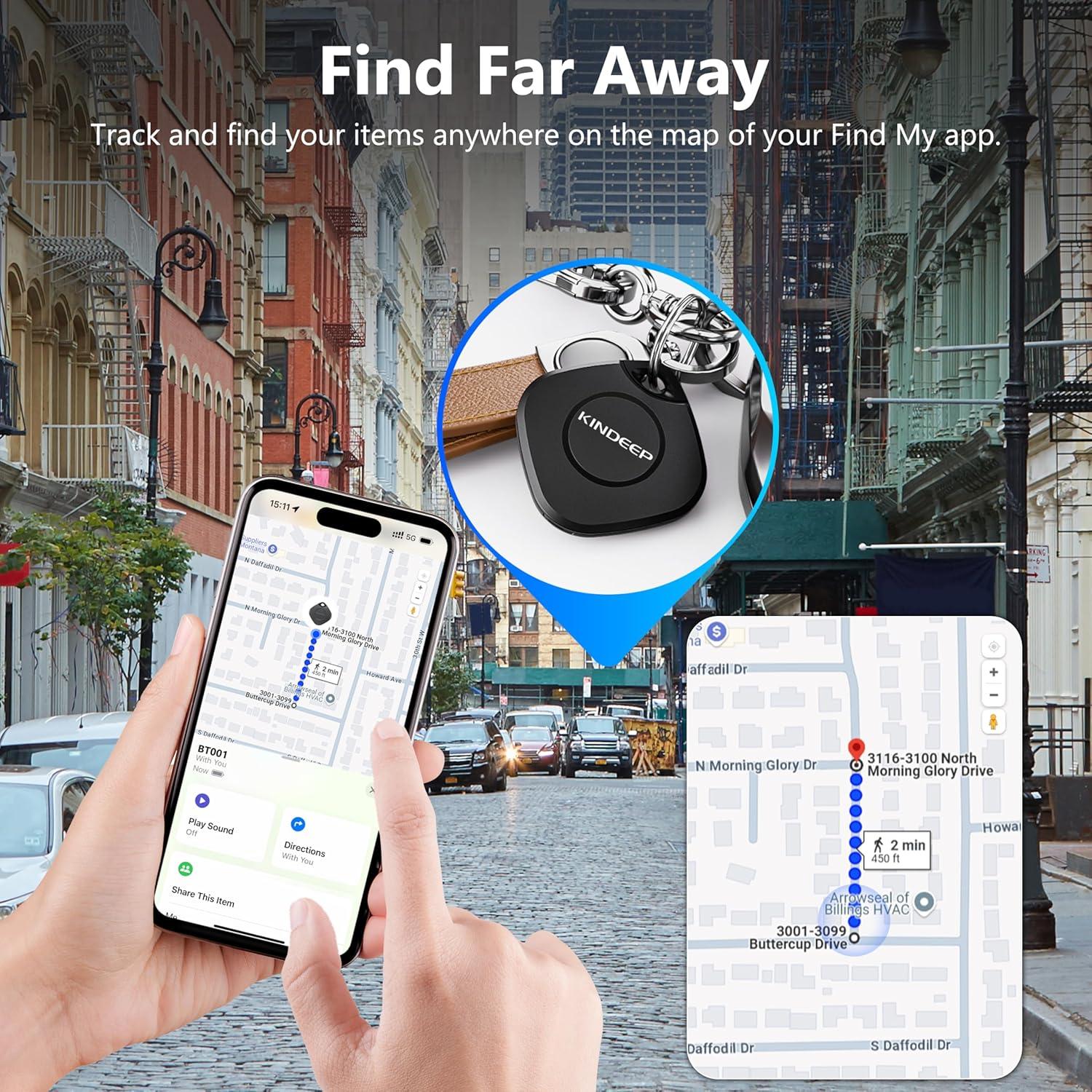 Tracker Air Tag 2 Pack: Smart Key Finder Work with Apple Find My (iOS only), Luggage Tracker for Kids Keys Wallet Bags and Pets, Item Locator Bluetooth Tracking Device for Home Outdoor Travel Hiking