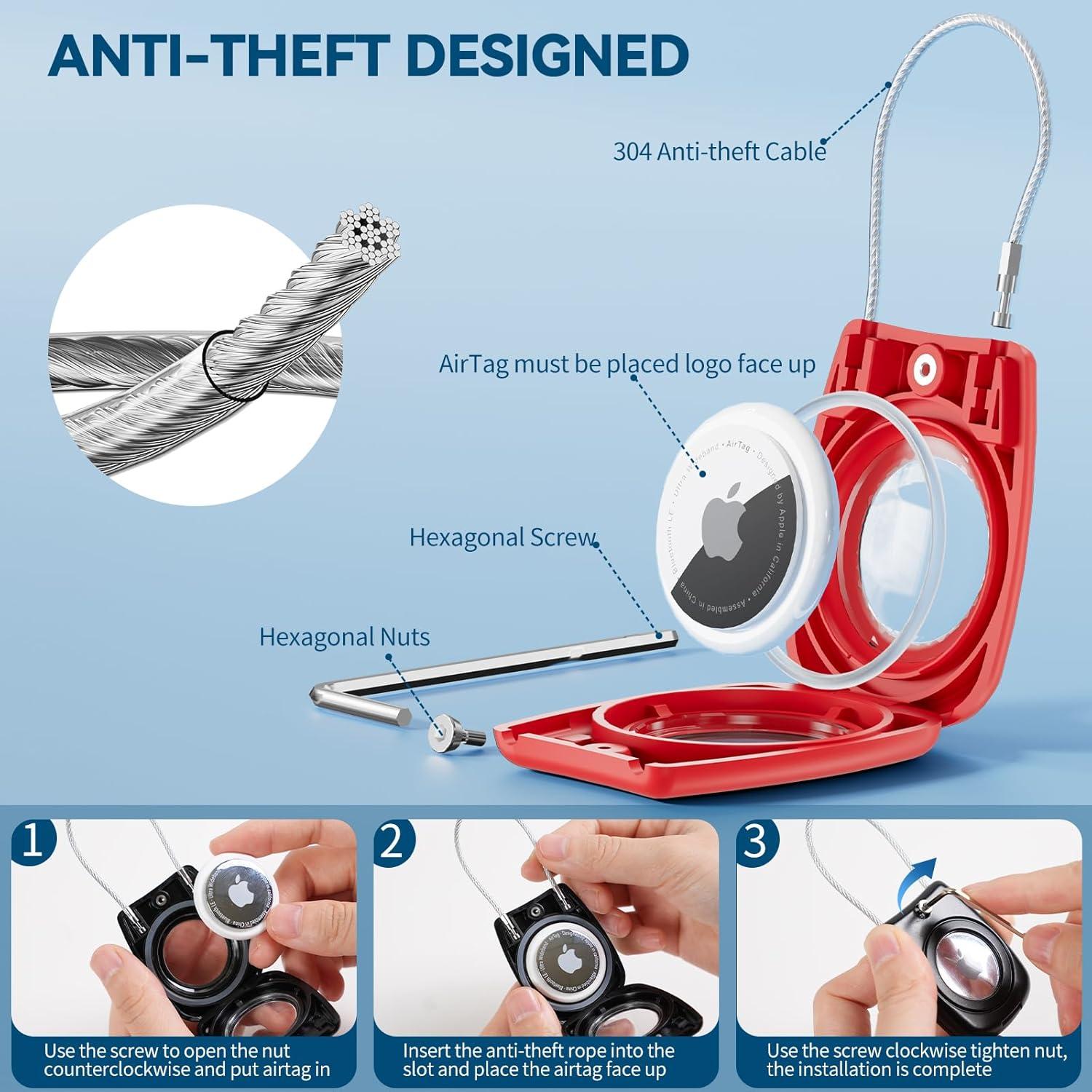 Soporte impermeable para AirTag Wowwat - Funda roja anti-pérdida