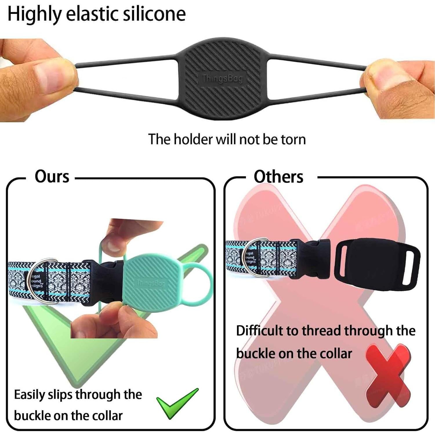 Soporte para Collar de Perro ThingsBag 2 Pzas Silicona Negro Verde