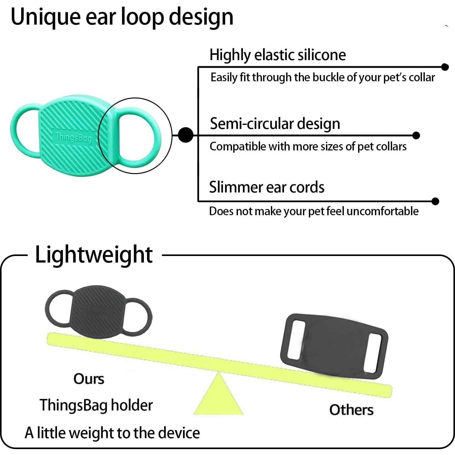 Soporte para Collar de Perro ThingsBag 2 Pzas Silicona Negro Verde