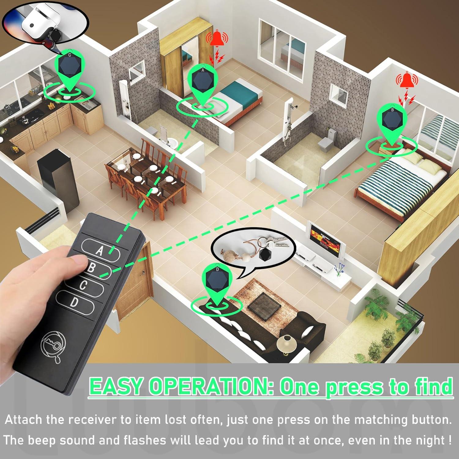 Localizador de Llaves Inalámbrico Luubom TF04C 50m 4 Receptores