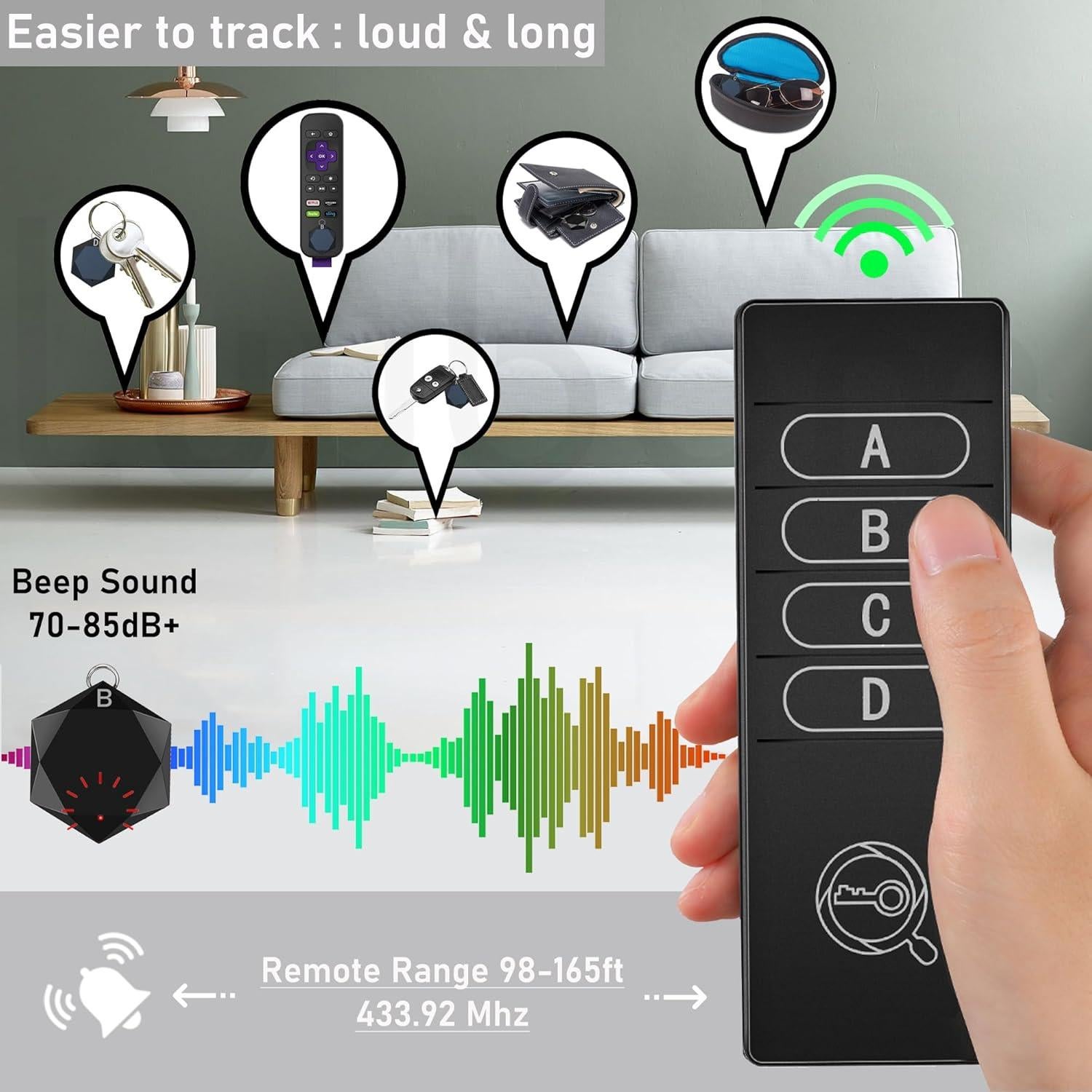 Localizador de Llaves Inalámbrico Luubom TF04C 50m 4 Receptores