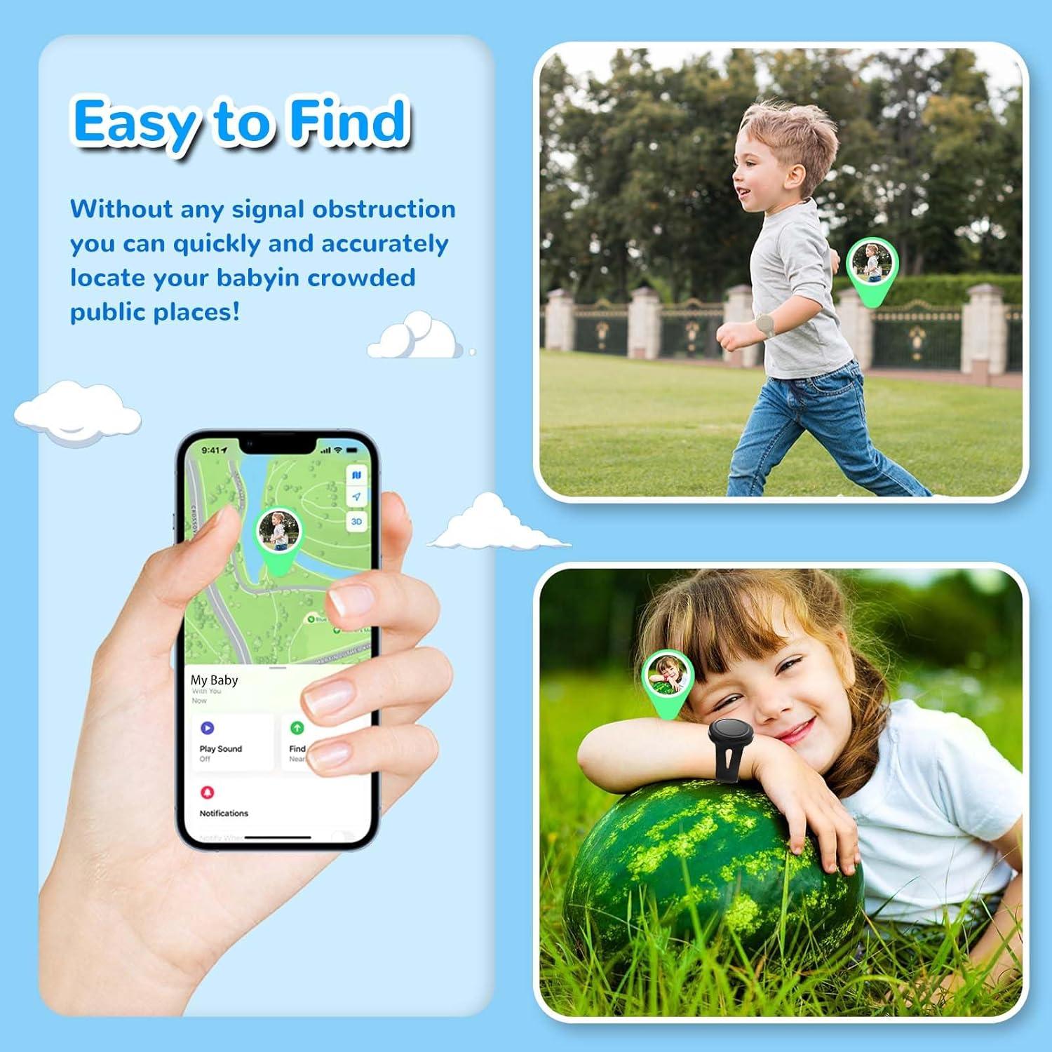 Paquete de 4 pulseras AirTag FGERWZ para niños impermeables