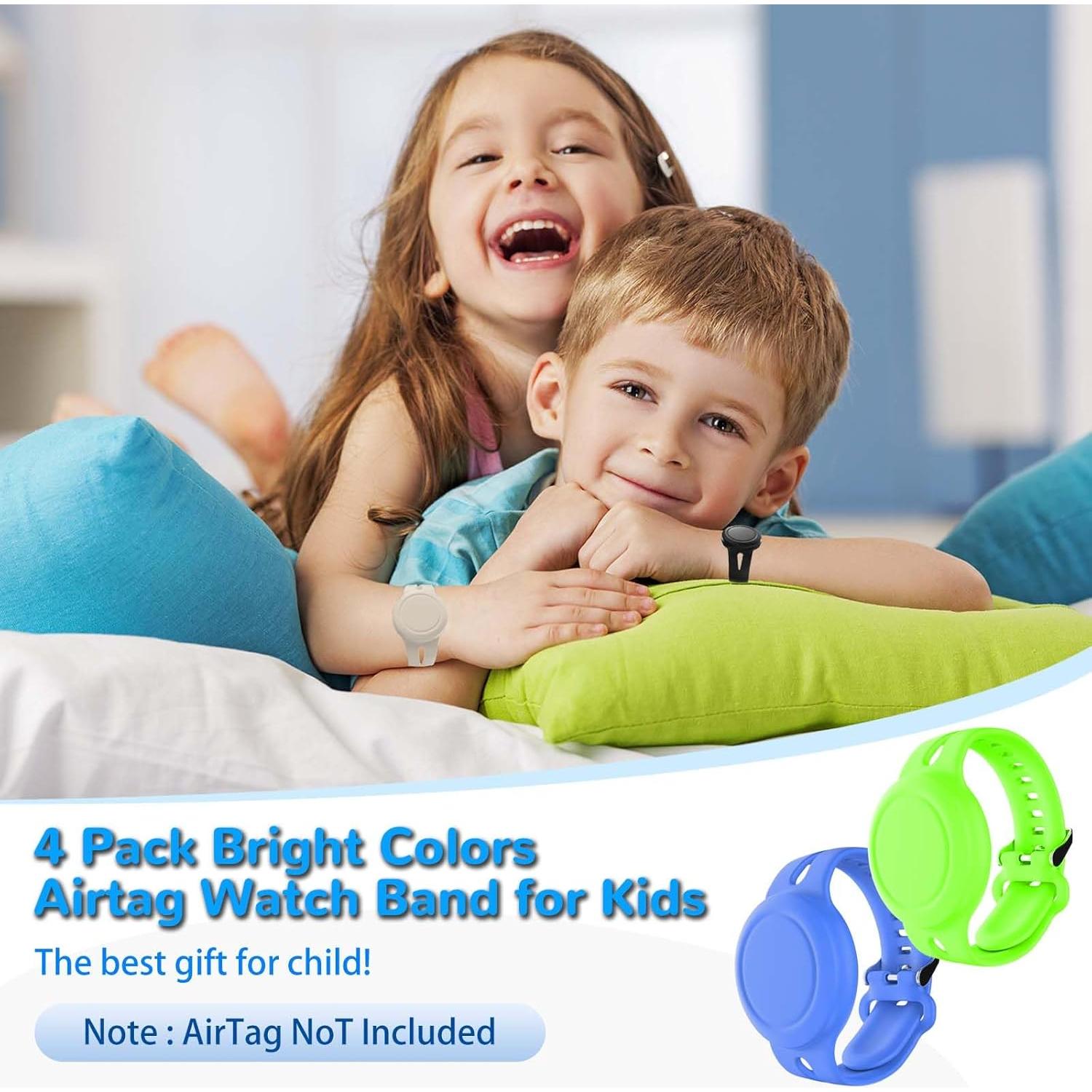 Paquete de 4 pulseras AirTag FGERWZ para niños impermeables