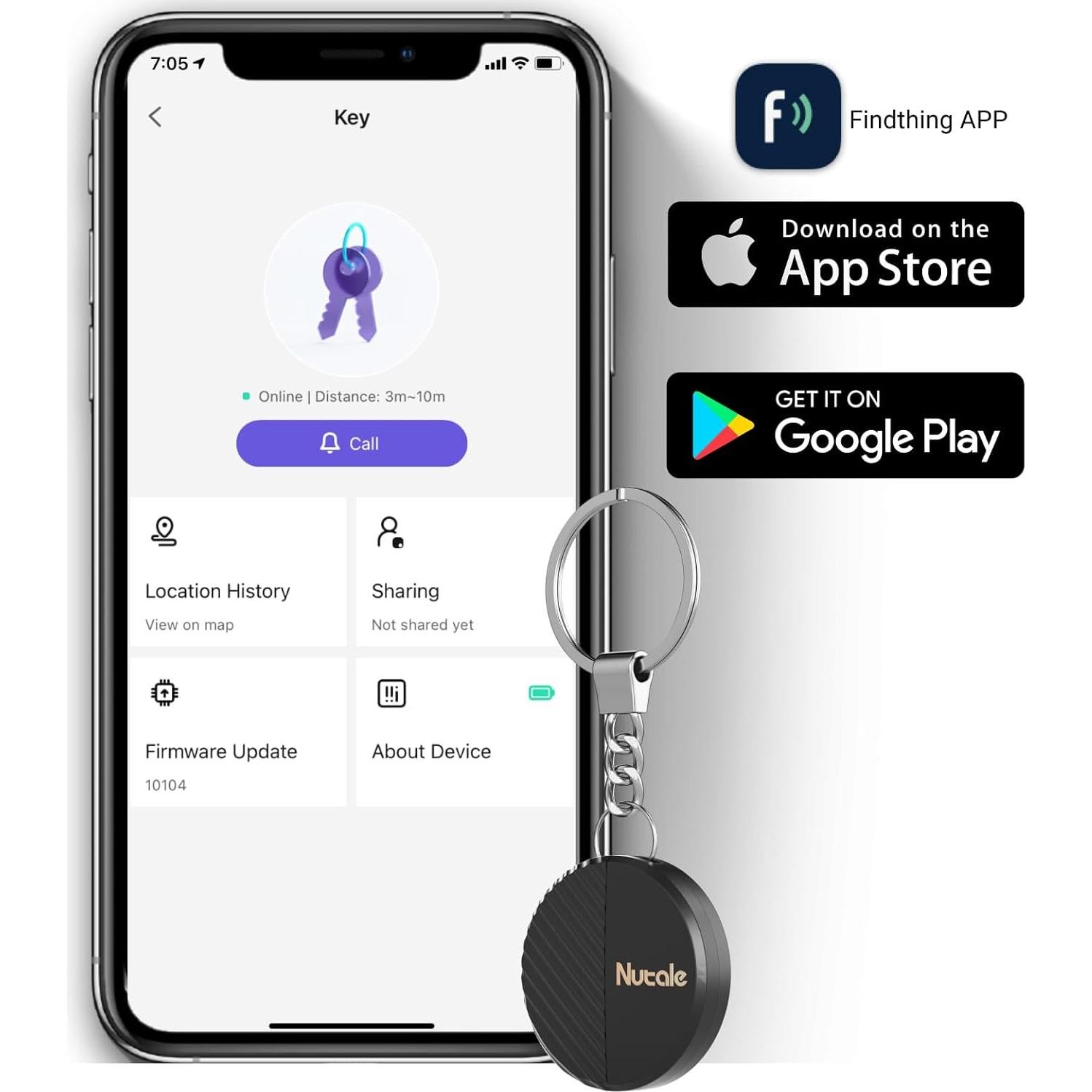 Localizador de Llaves Bluetooth Nutale Findthing con App