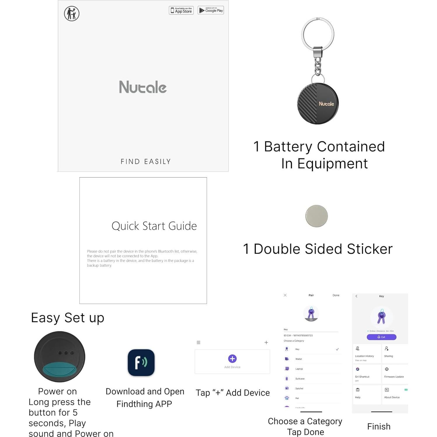 Localizador de Llaves Bluetooth Nutale Findthing con App