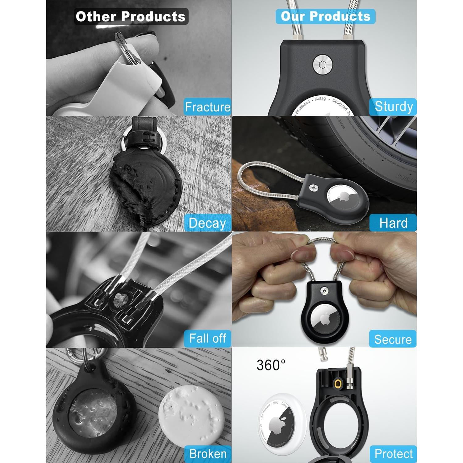 Soporte Airtag SCALLOP 4 Piezas con Cable y Funda 360°