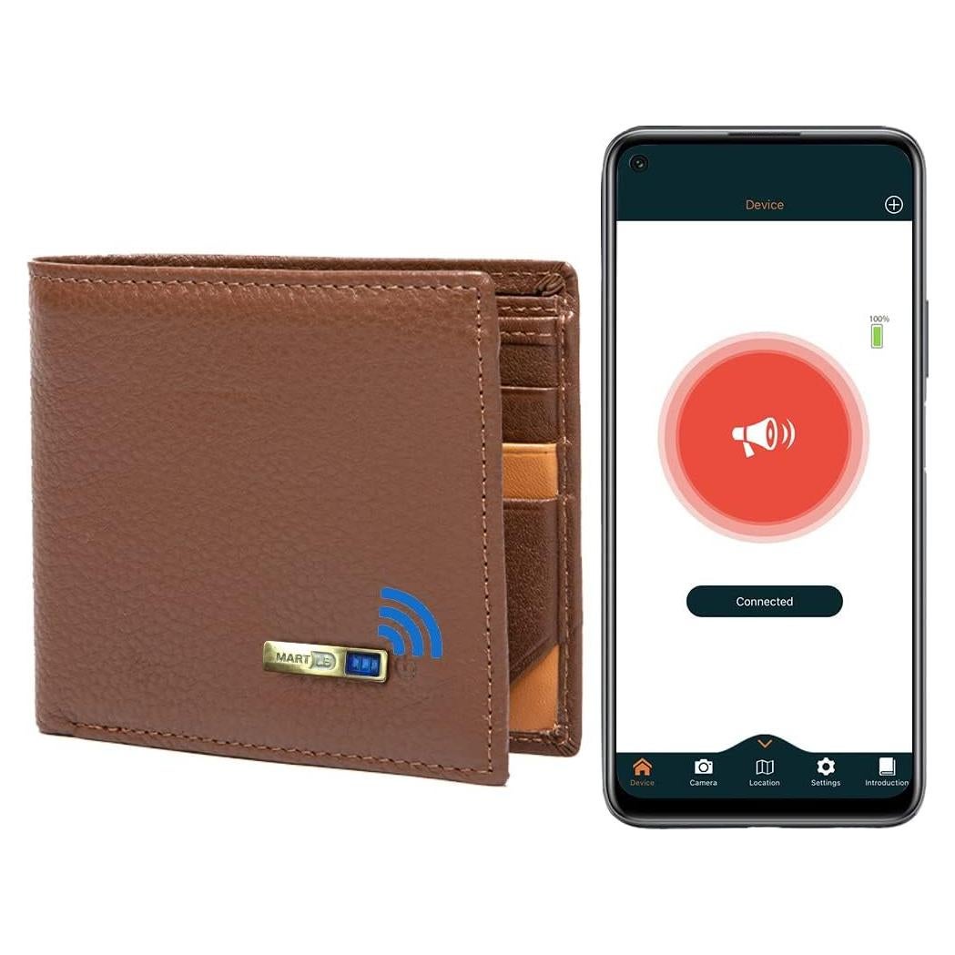 Billetera Bluetooth Anti-Pérdida Donmia Marrón Minimalista