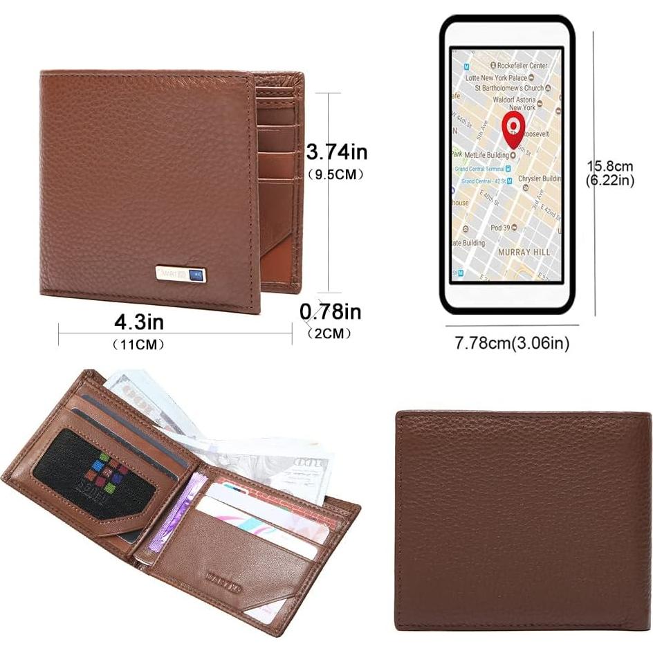 Billetera Bluetooth Anti-Pérdida Donmia Marrón Minimalista