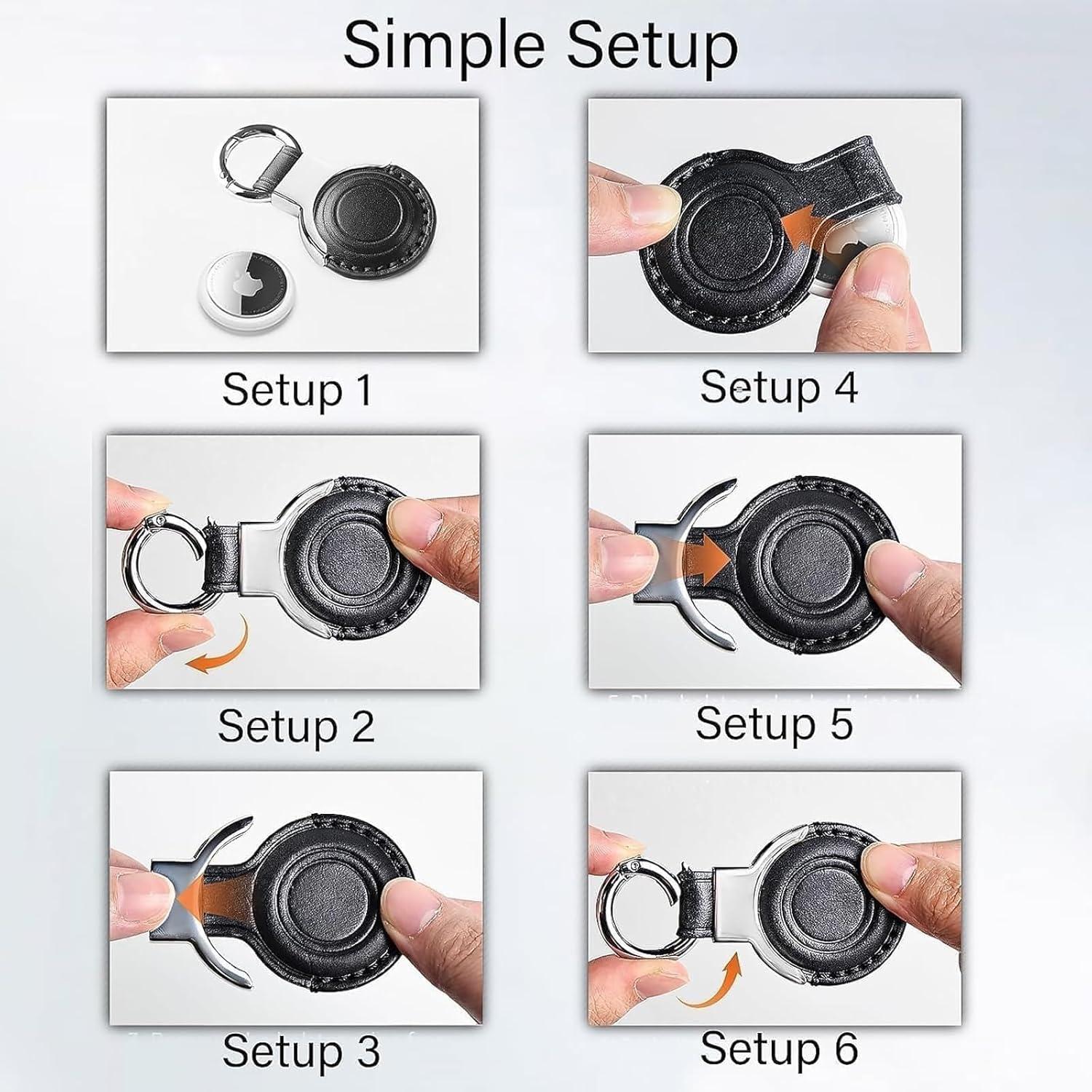 Soporte de Cuero Genuino Woyinger para AirTag - Negro y Marrón